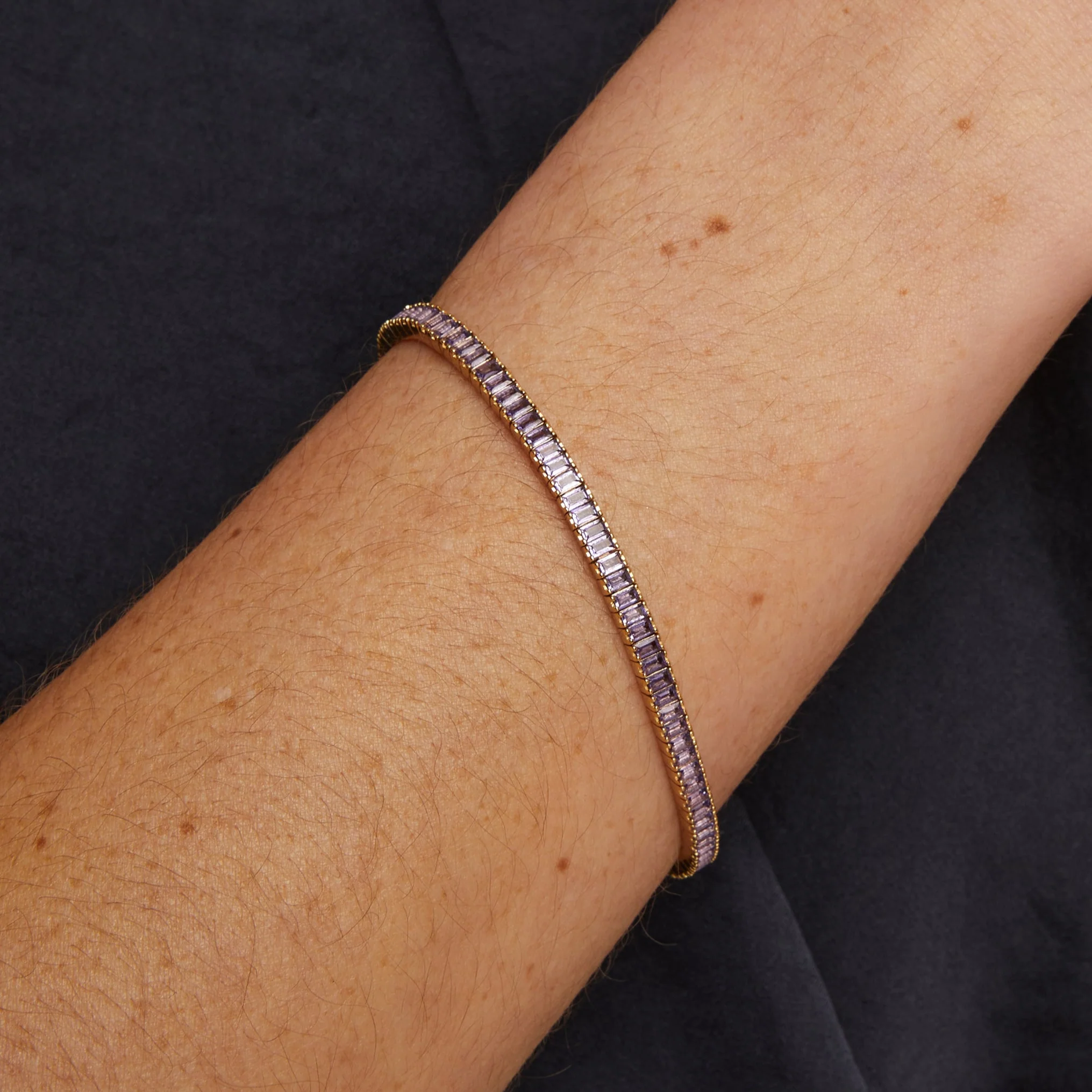 Lab Grown Amethyst Baguette Tennis Bracelet - Image 8