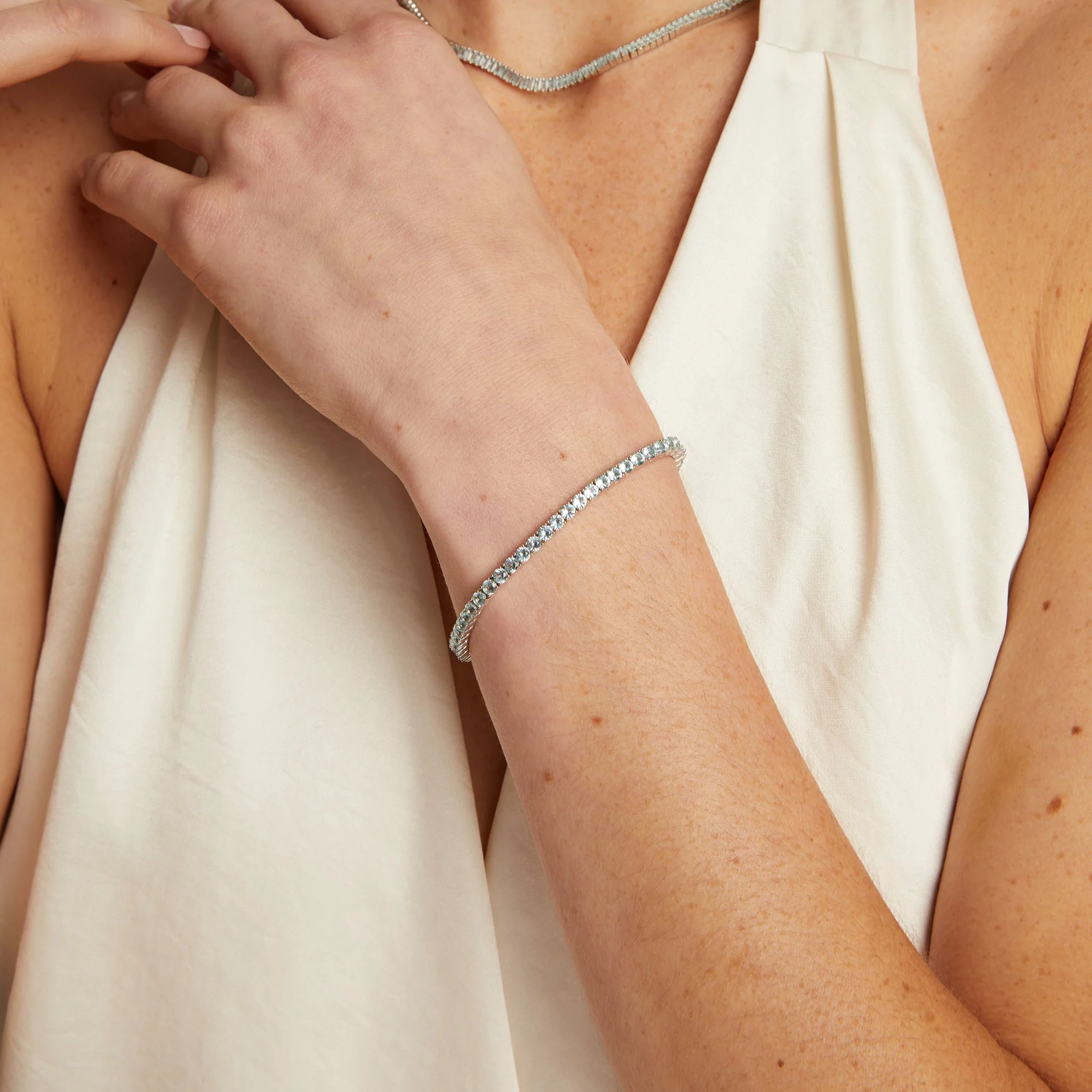Lab Grown Blue Tourmaline Tennis Bracelet - Image 4
