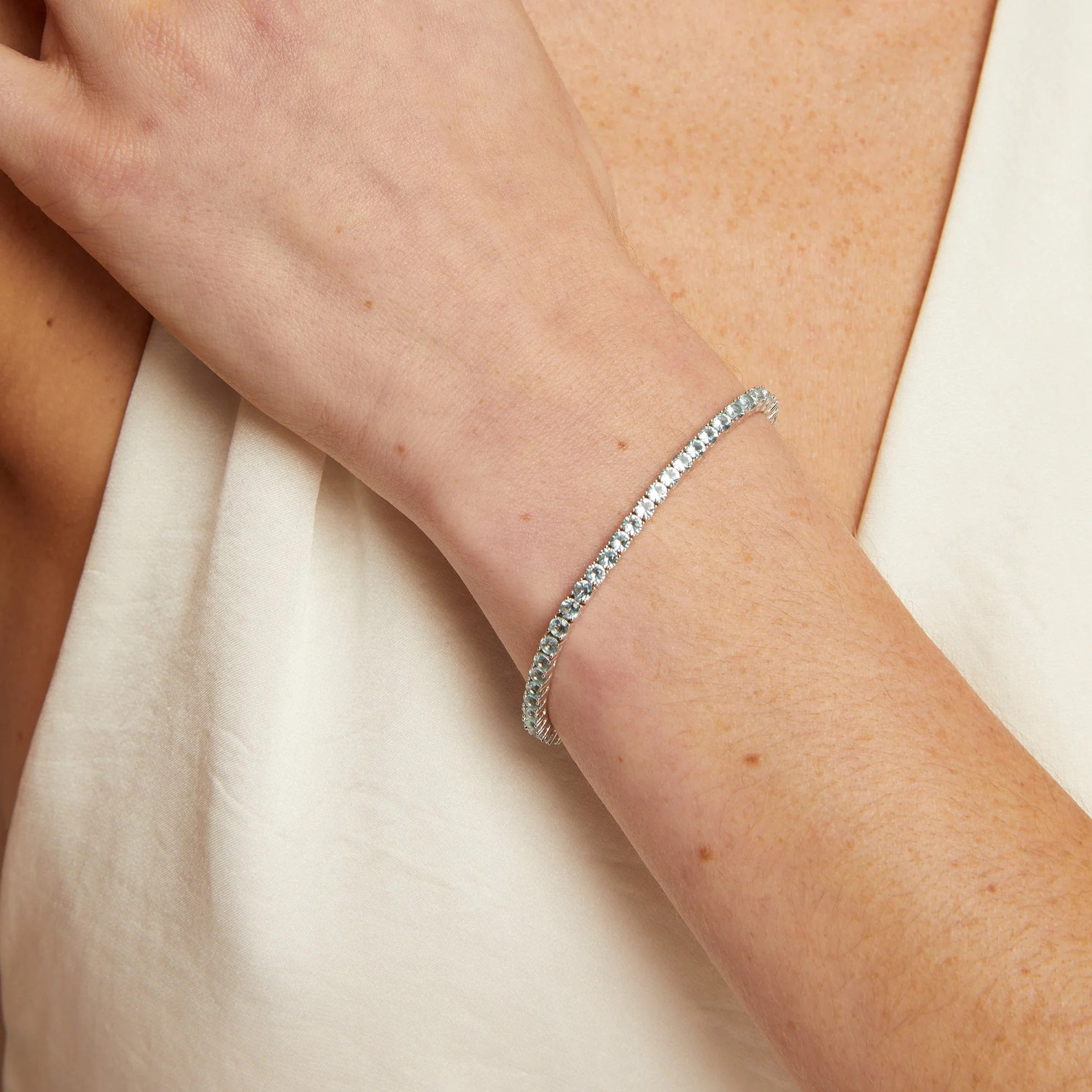 Lab Grown Blue Tourmaline Tennis Bracelet - Image 7