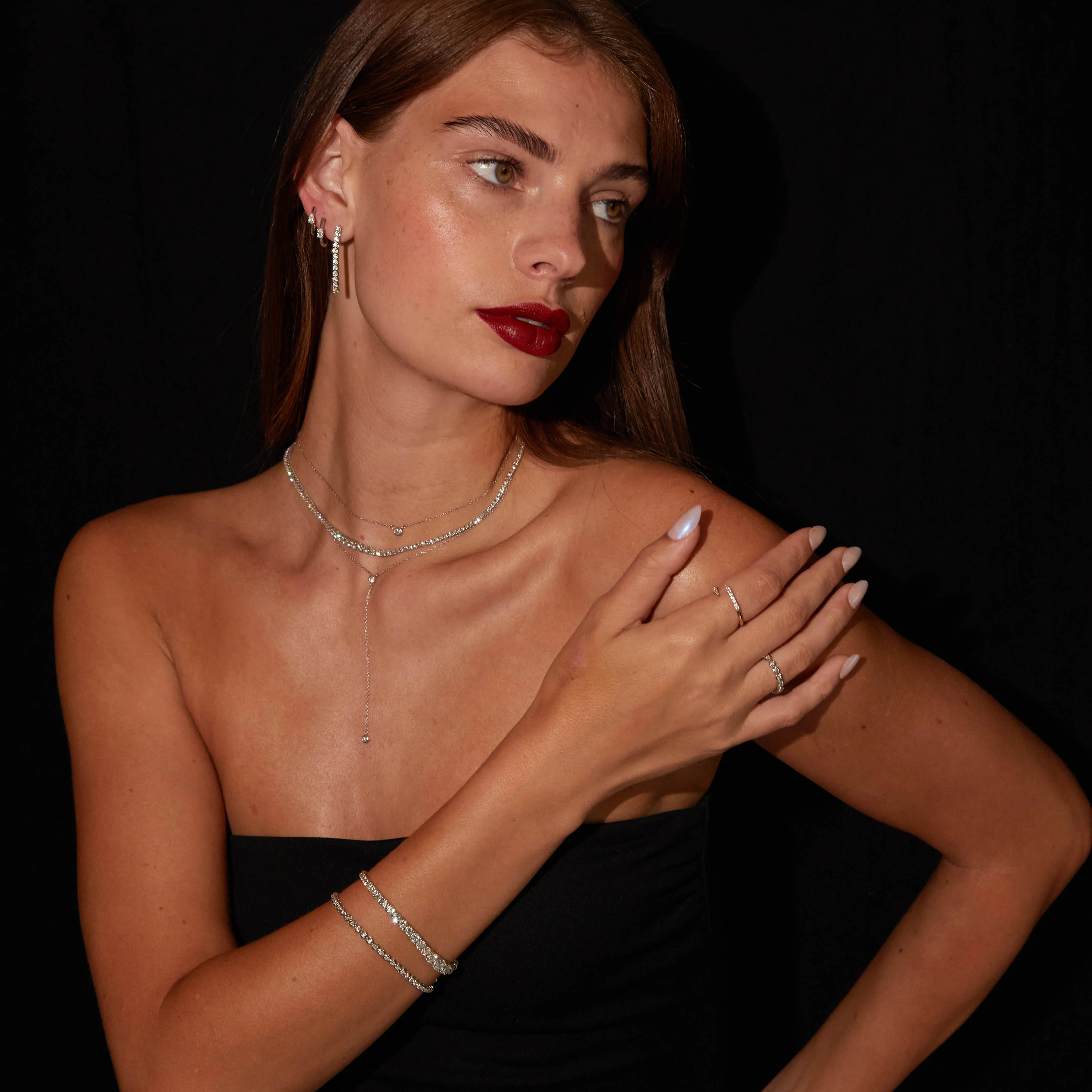 Lab Grown Diamond Graduated Modern Tennis Necklace - Image 7