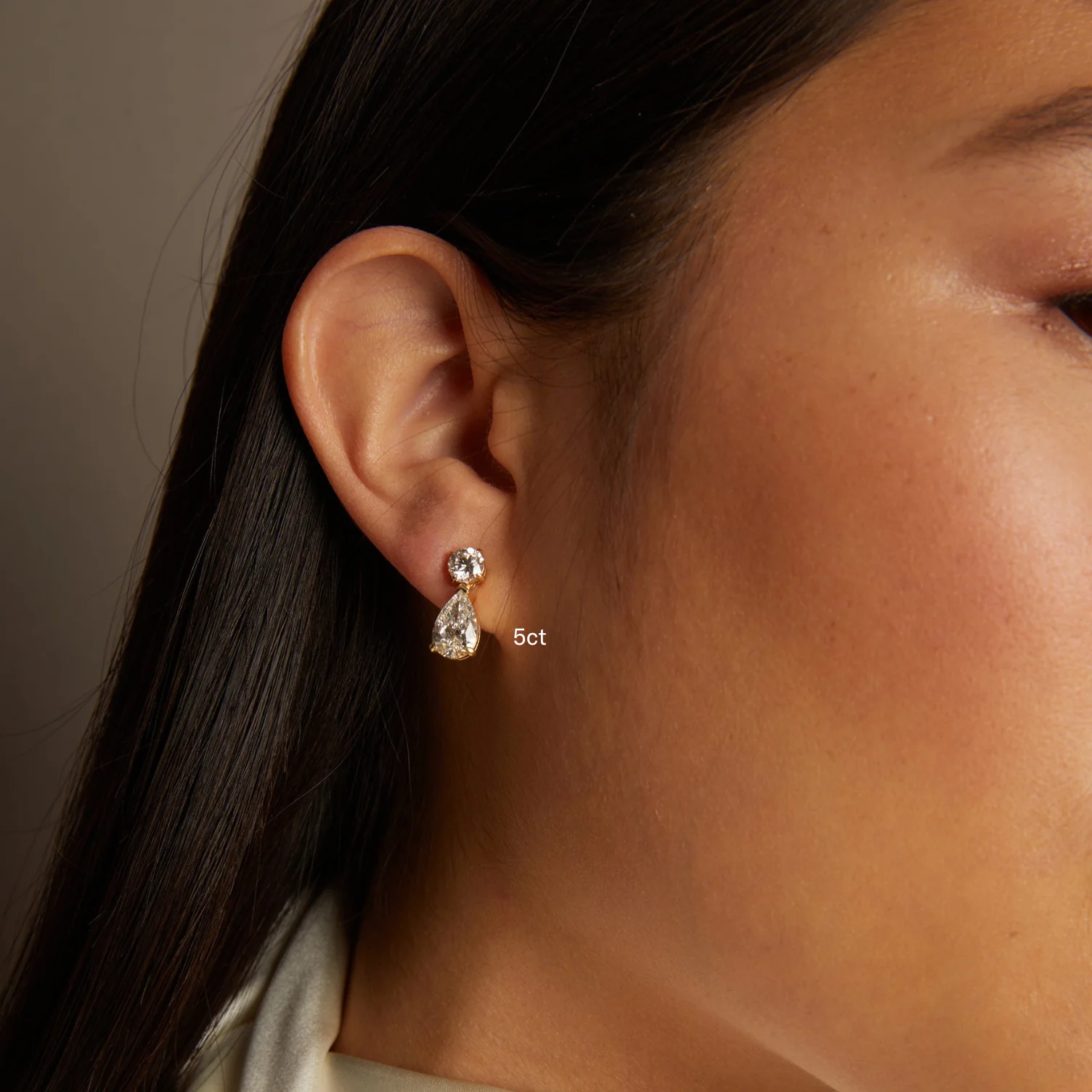 Lab Grown Diamond Pear Drop Earrings - Image 15