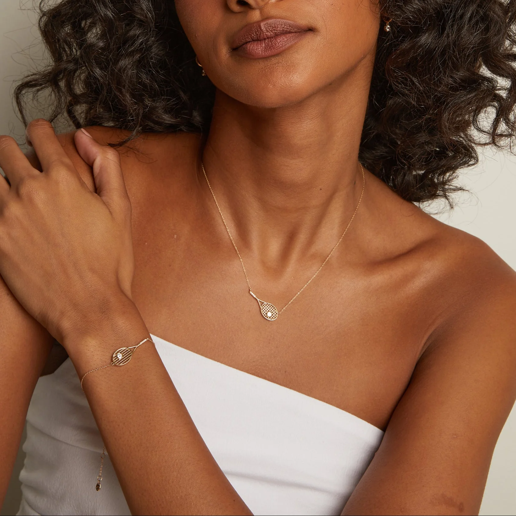 Lab Grown Diamond Tennis Racket Necklace - Image 4
