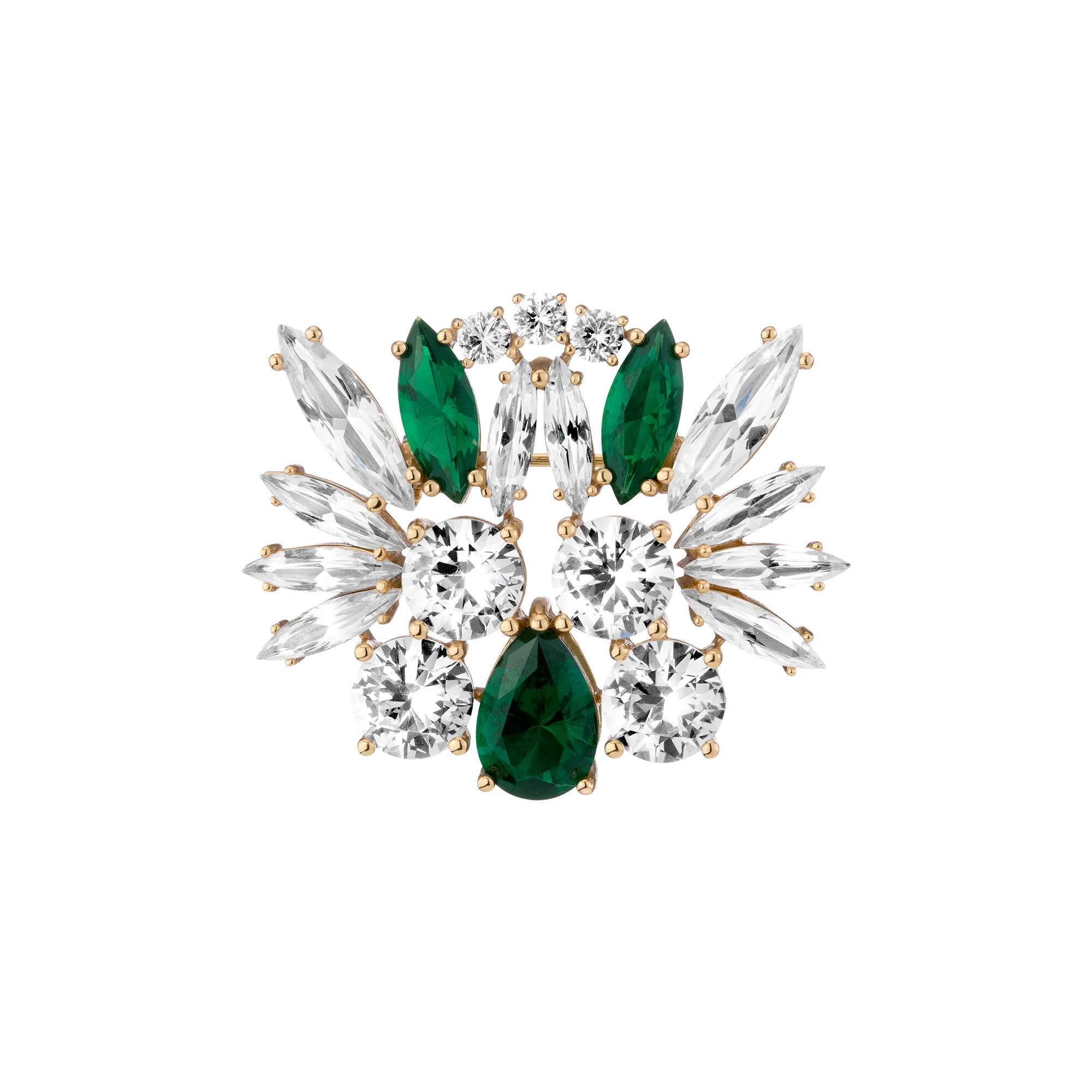 Lab Grown Green Emerald Teardrop Brooch