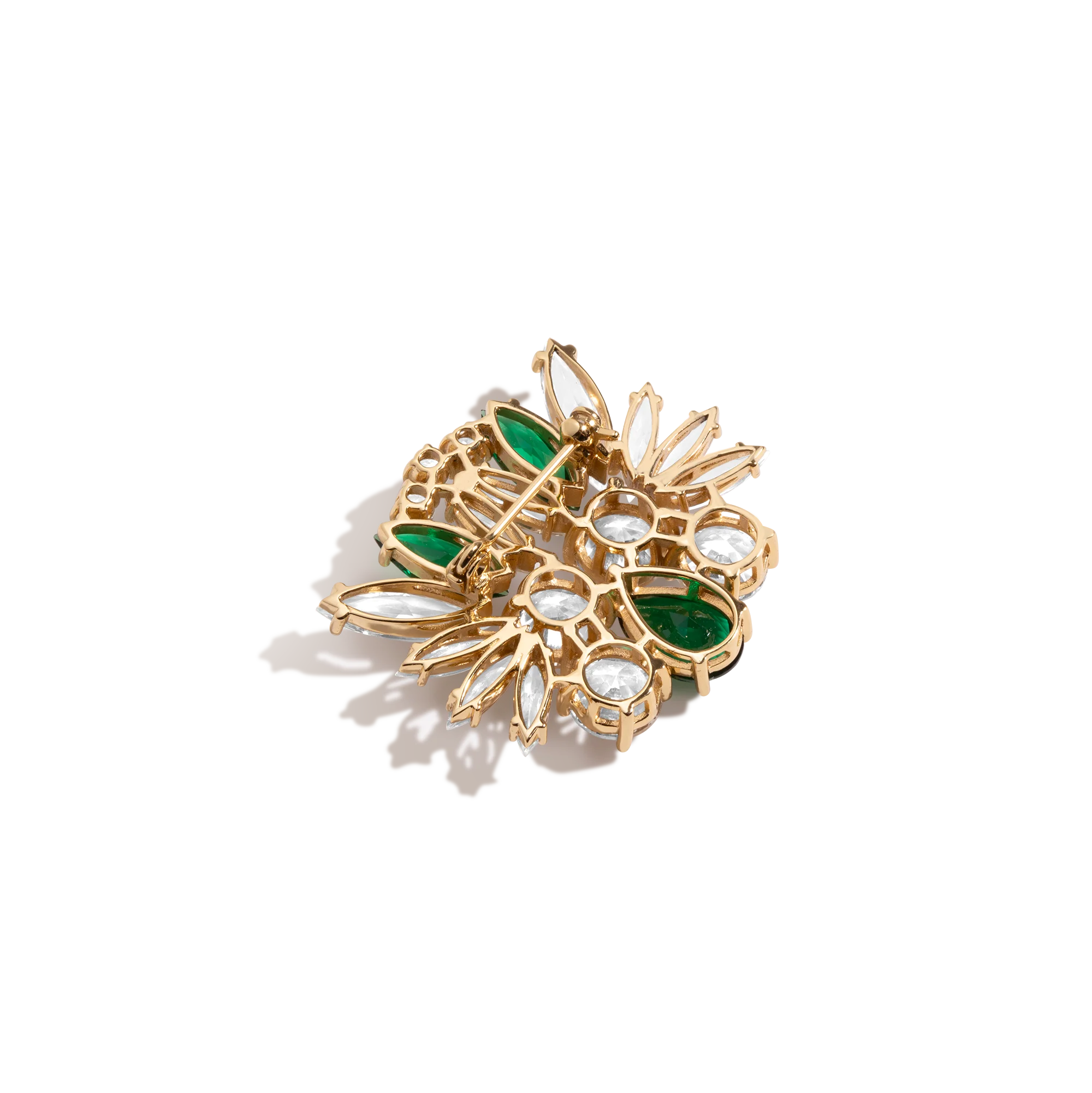Lab Grown Green Emerald Teardrop Brooch - Image 2