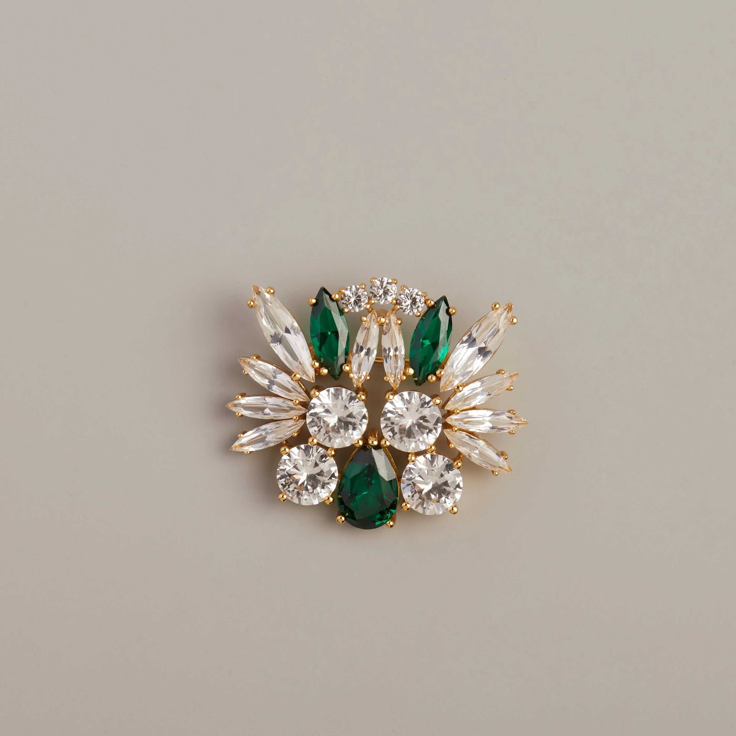 Lab Grown Green Emerald Teardrop Brooch - Image 3