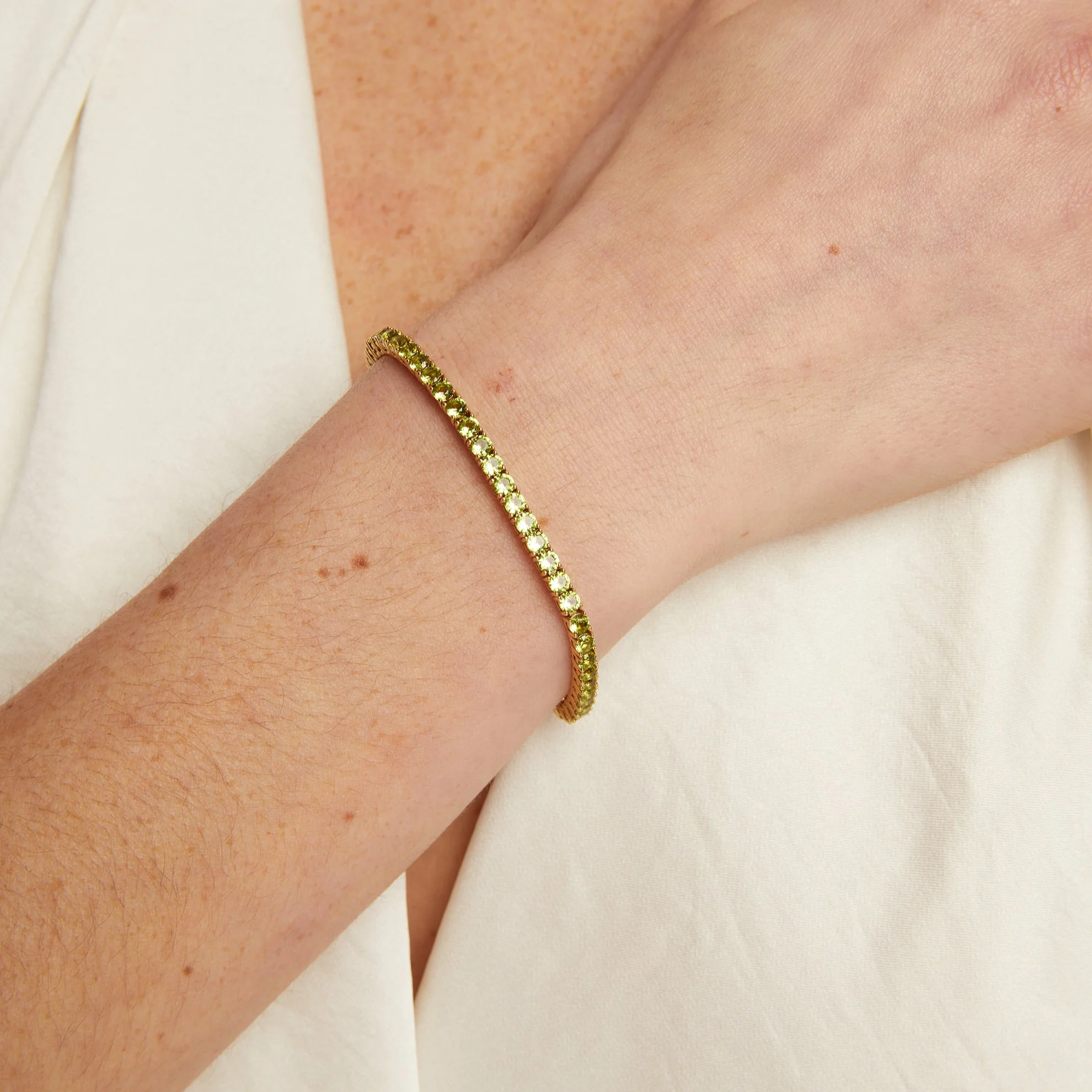 Lab Grown Green Peridot Tennis Bracelet - Image 3