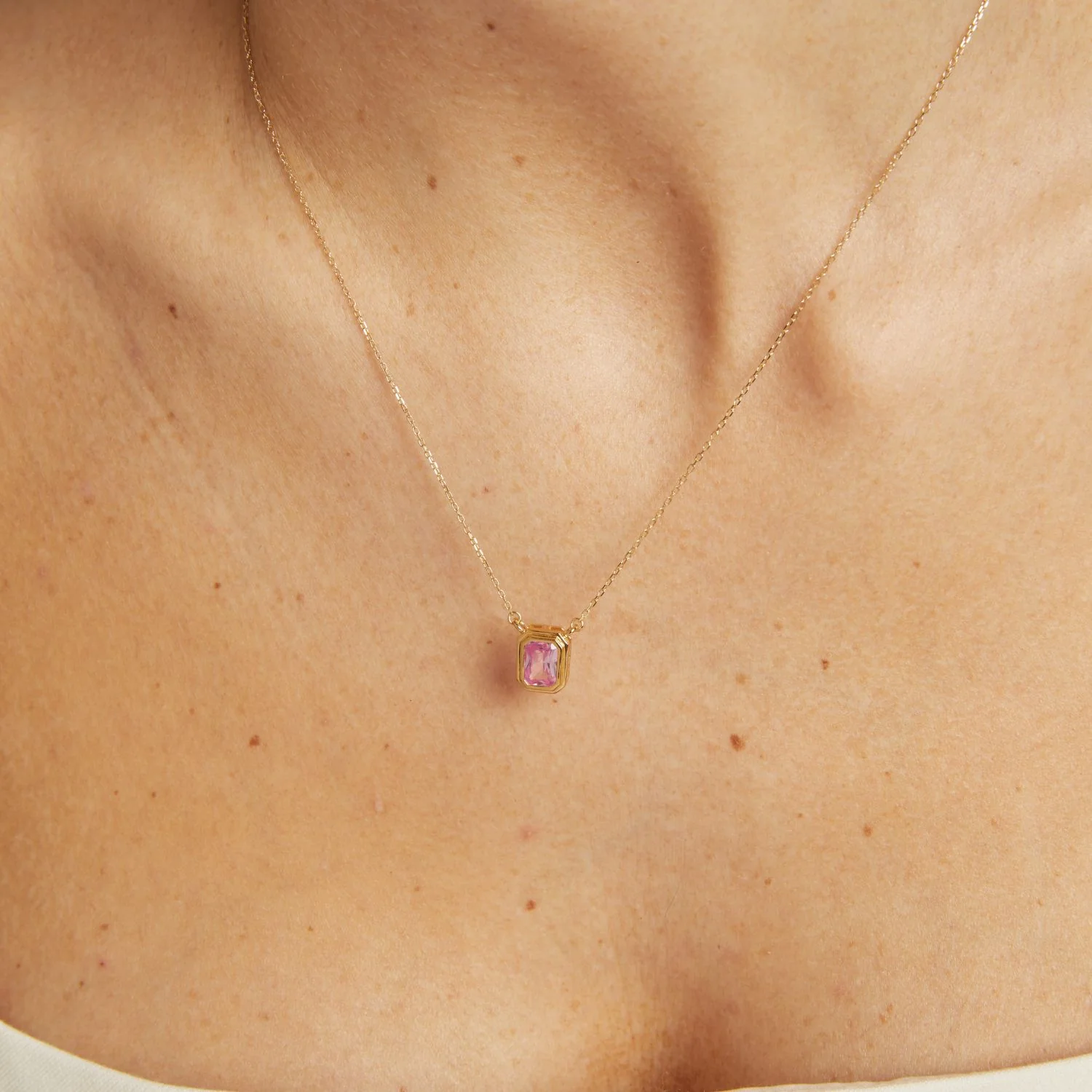 Lab Grown Pink Sapphire Heirloom Necklace - Image 4