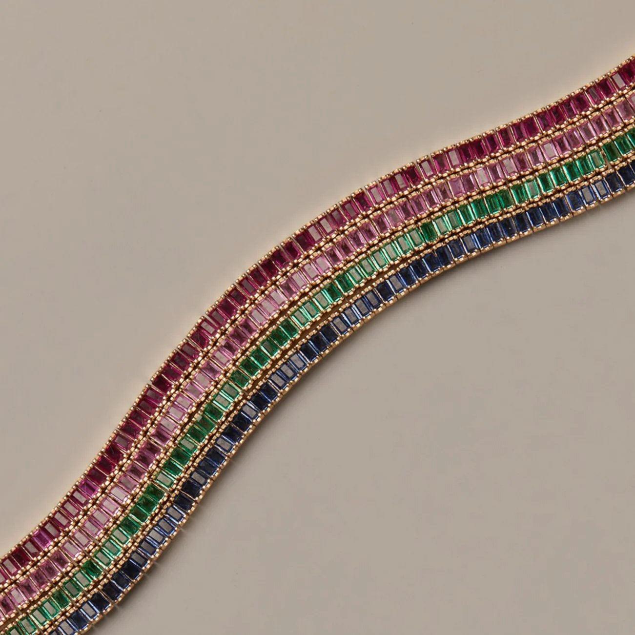 Lab Grown Green Emerald Baguette Tennis Necklace - Image 5