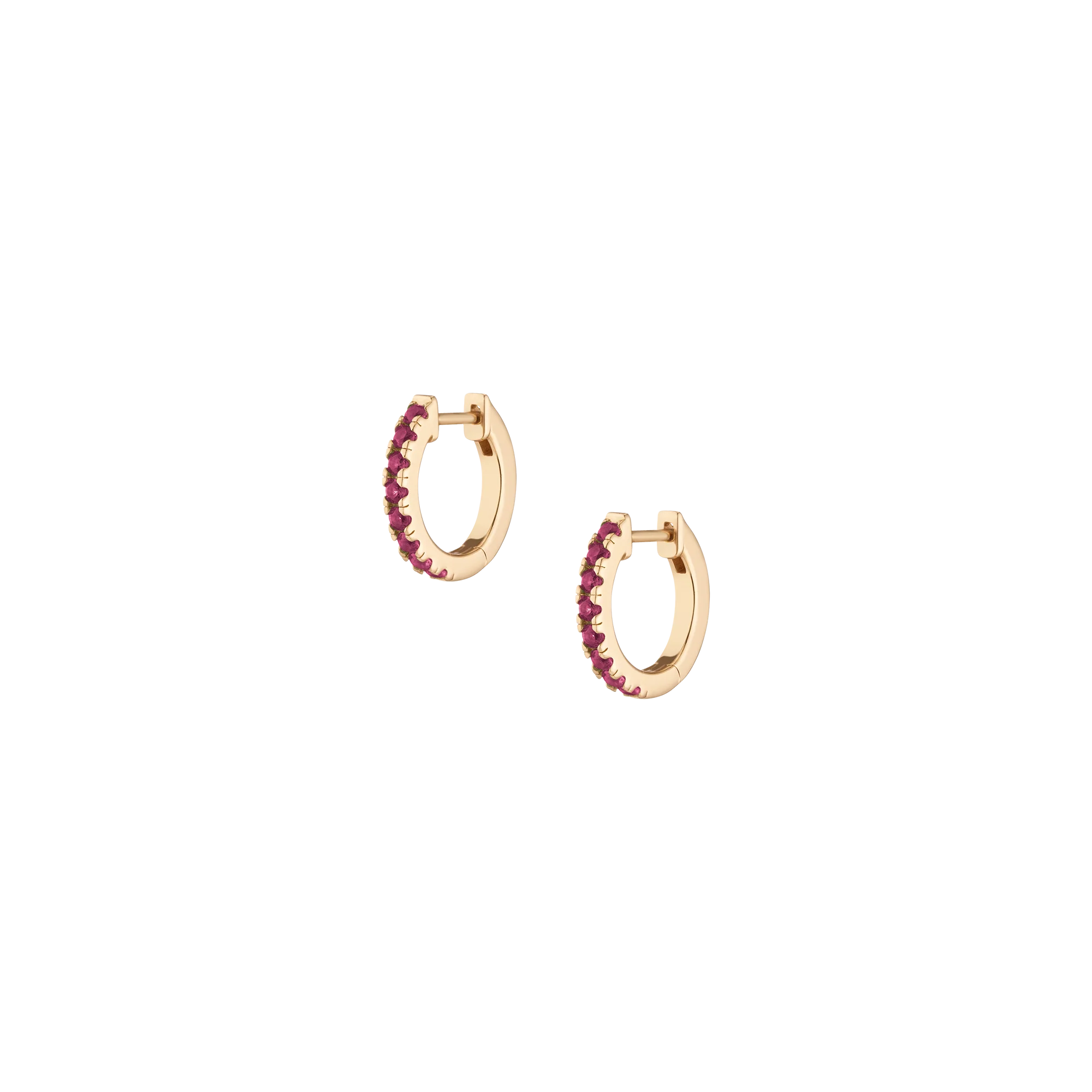 Lab Grown Red Ruby Huggie Earrings