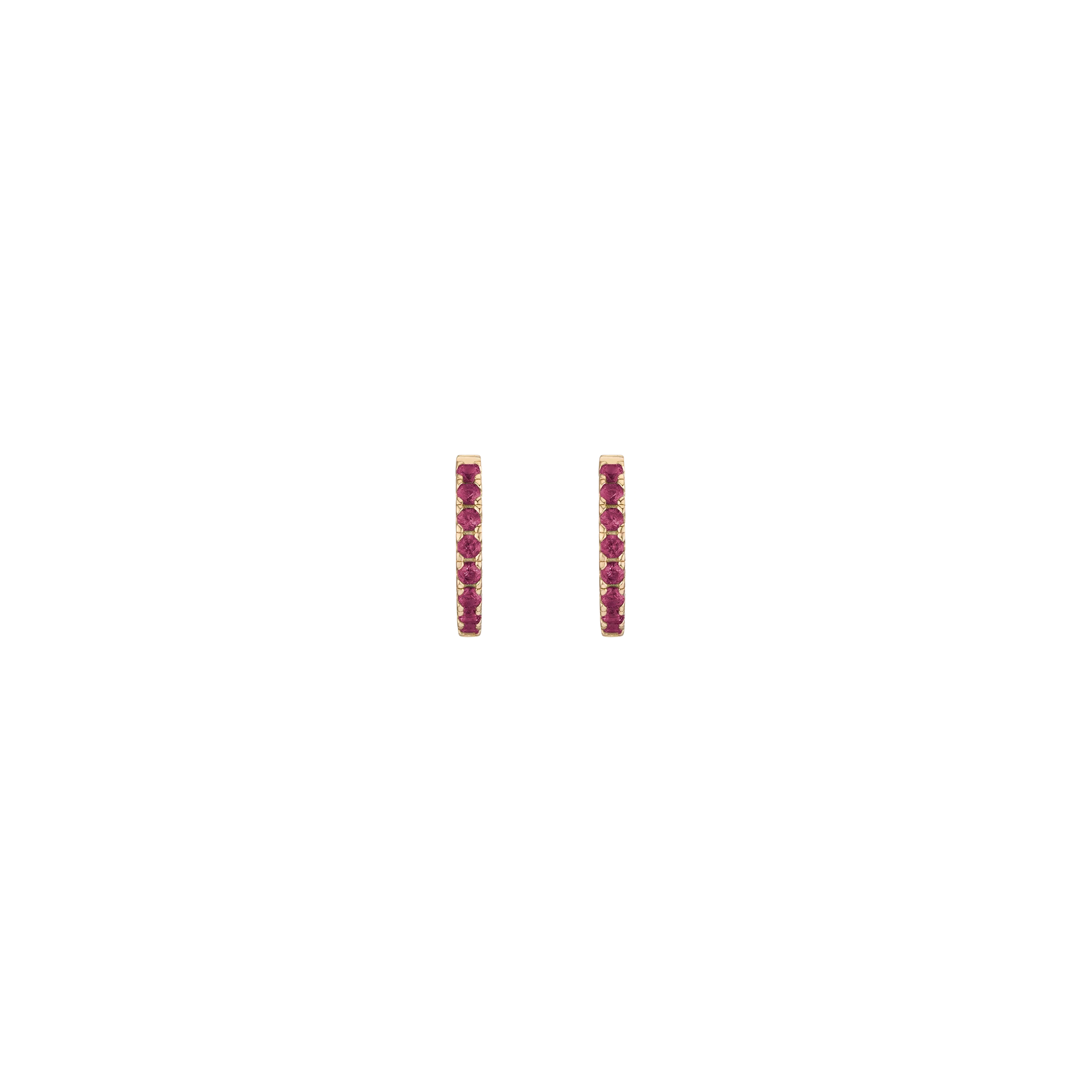 Lab Grown Red Ruby Huggie Earrings - Image 2