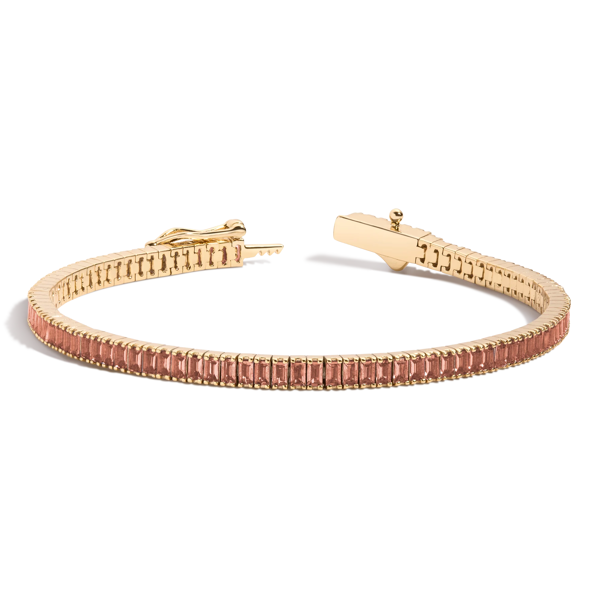 Lab Grown Sunstone Baguette Tennis Bracelet