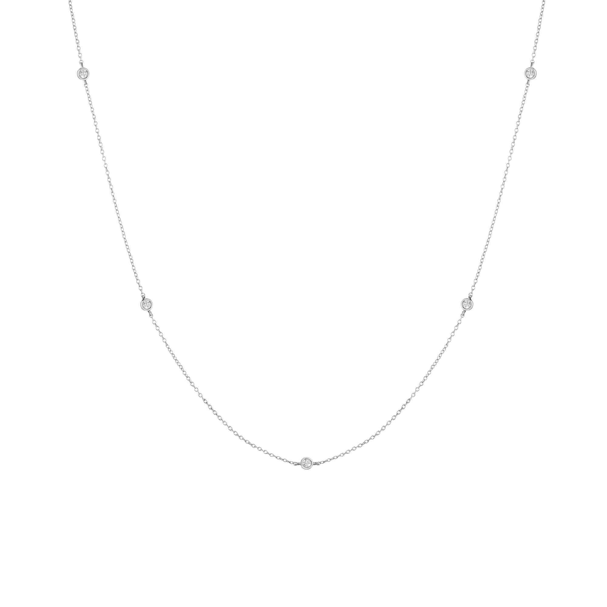 Lab Grown White Sapphire Station Necklace - Image 2