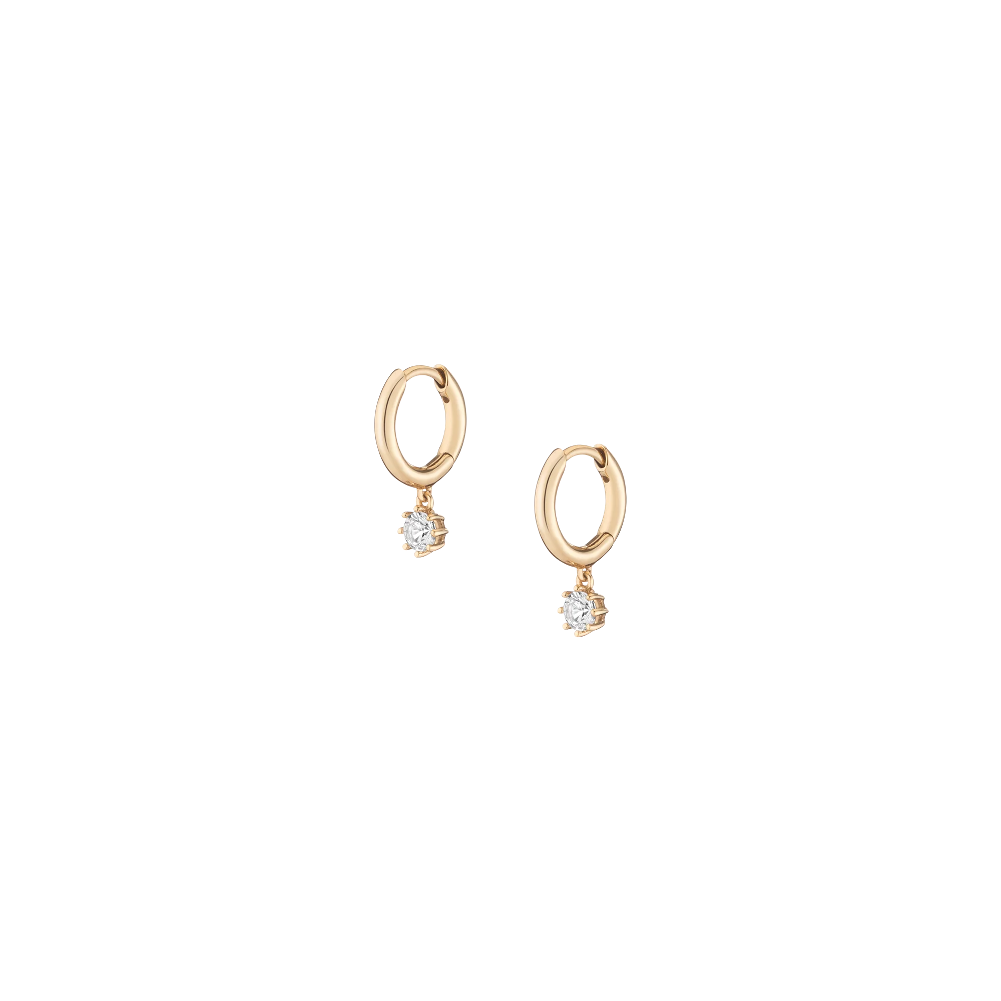 Lab Grown White Sapphire Drop Huggie Earrings - Image 2