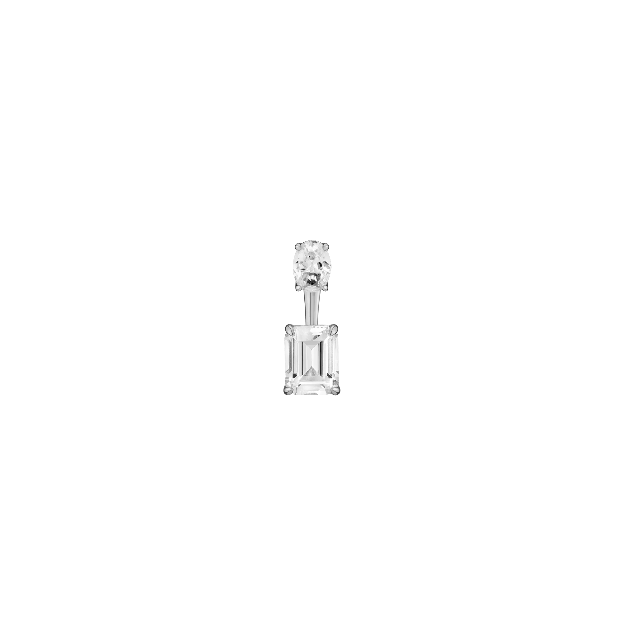 Lab Grown White Sapphire Ear Jacket - Emerald Bottom Stone - Image 4