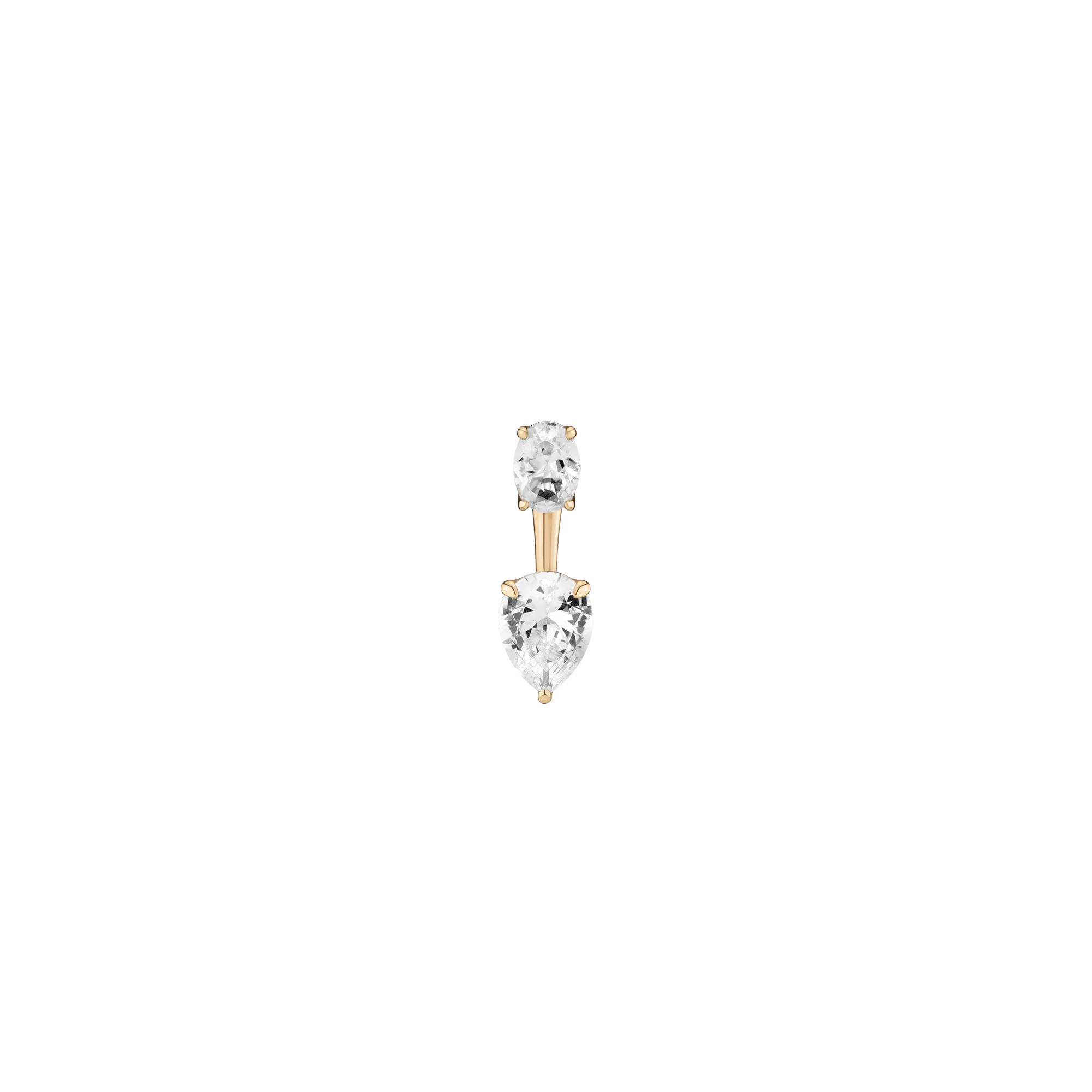 Lab Grown White Sapphire Ear Jacket - Pear Bottom Stone - Image 3