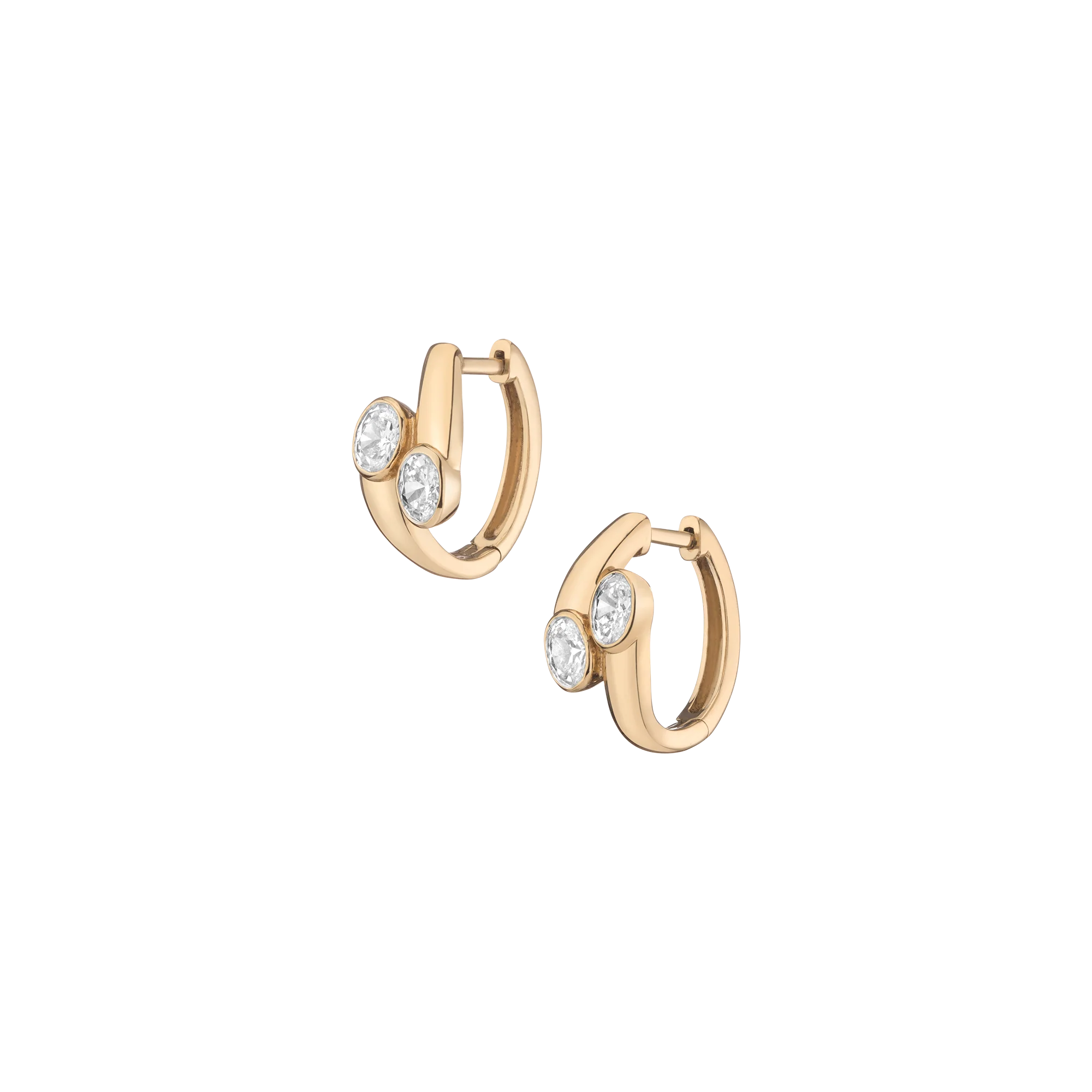 Lab Grown White Sapphire Ellipse Earrings - Image 2