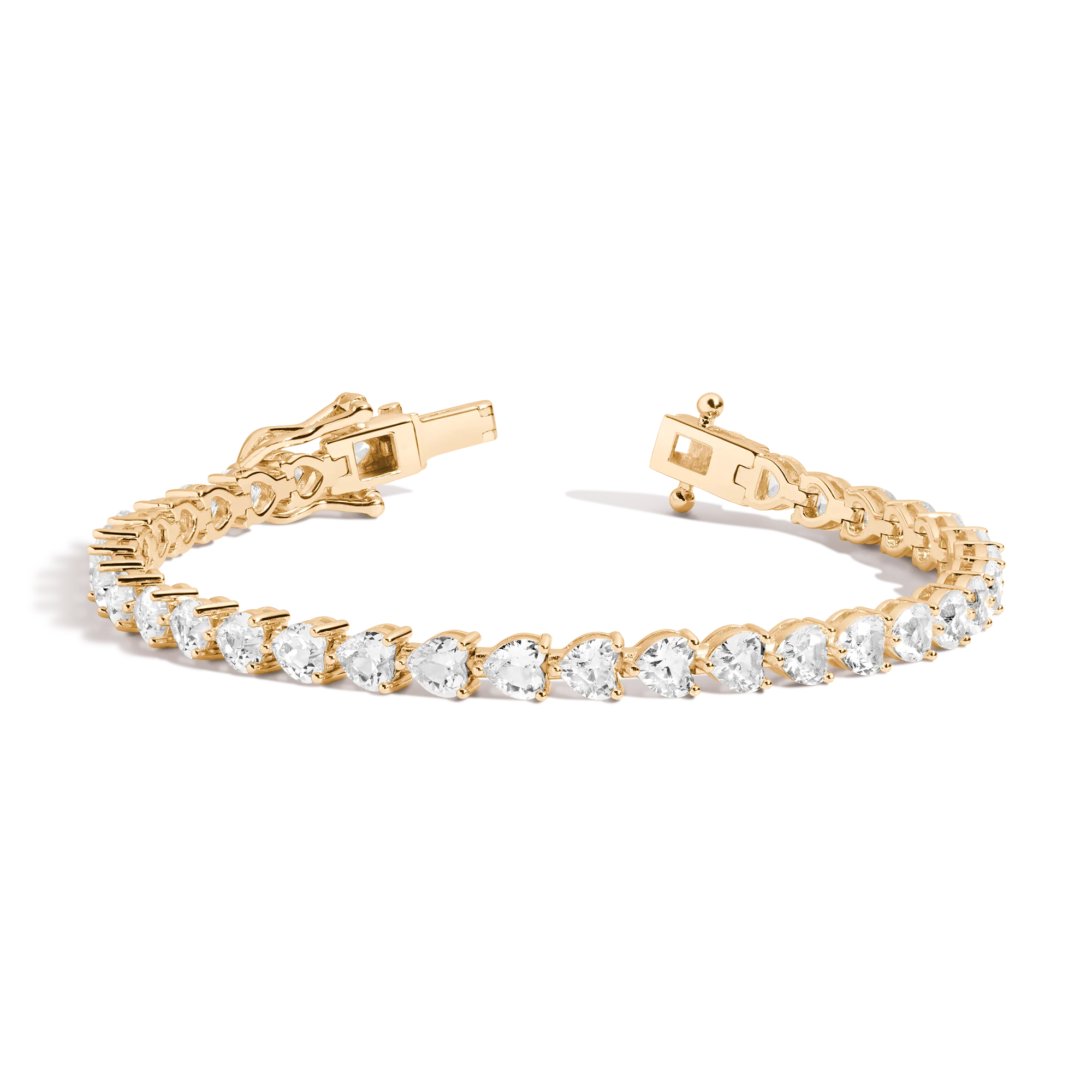 Lab Grown White Sapphire Heart Tennis Bracelet - Image 2