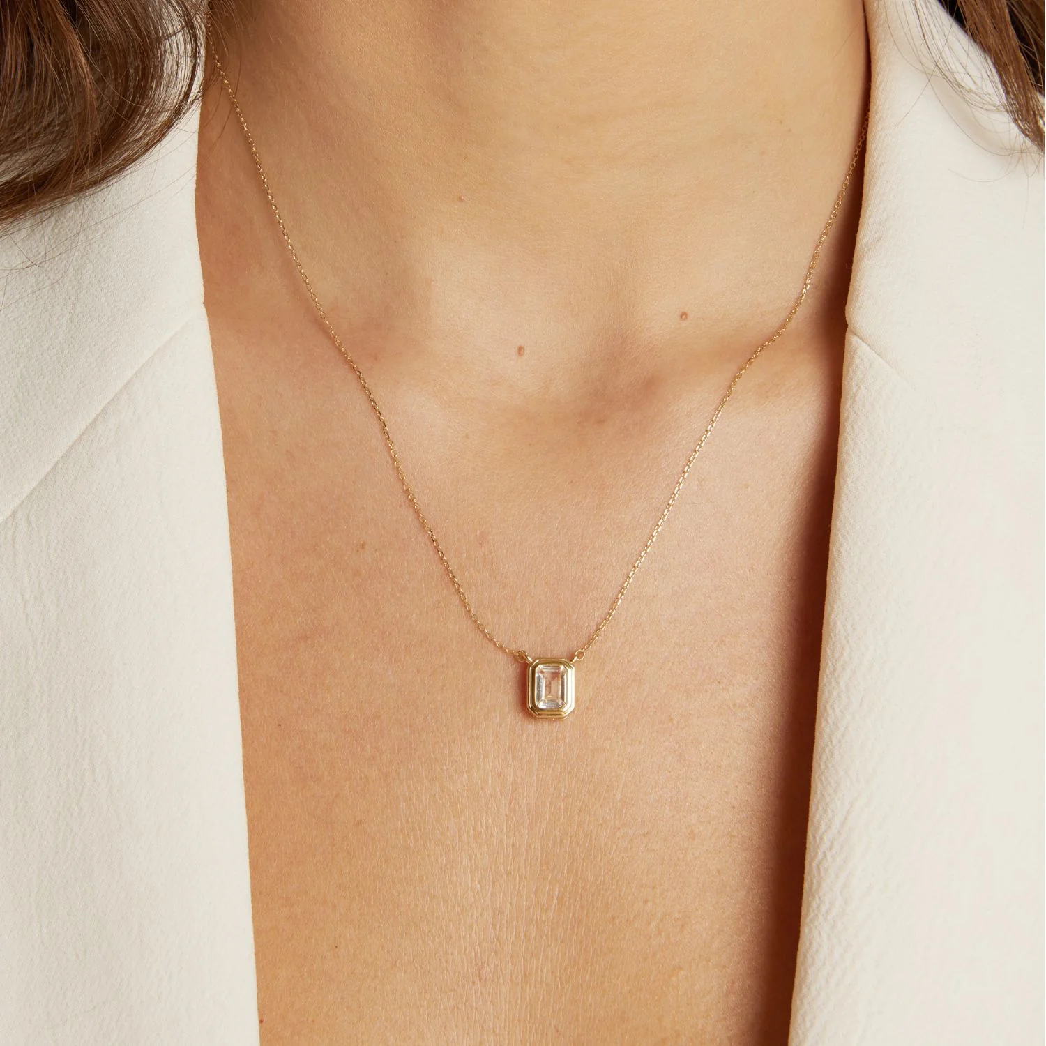 Lab Grown White Sapphire Heirloom Necklace - Image 4
