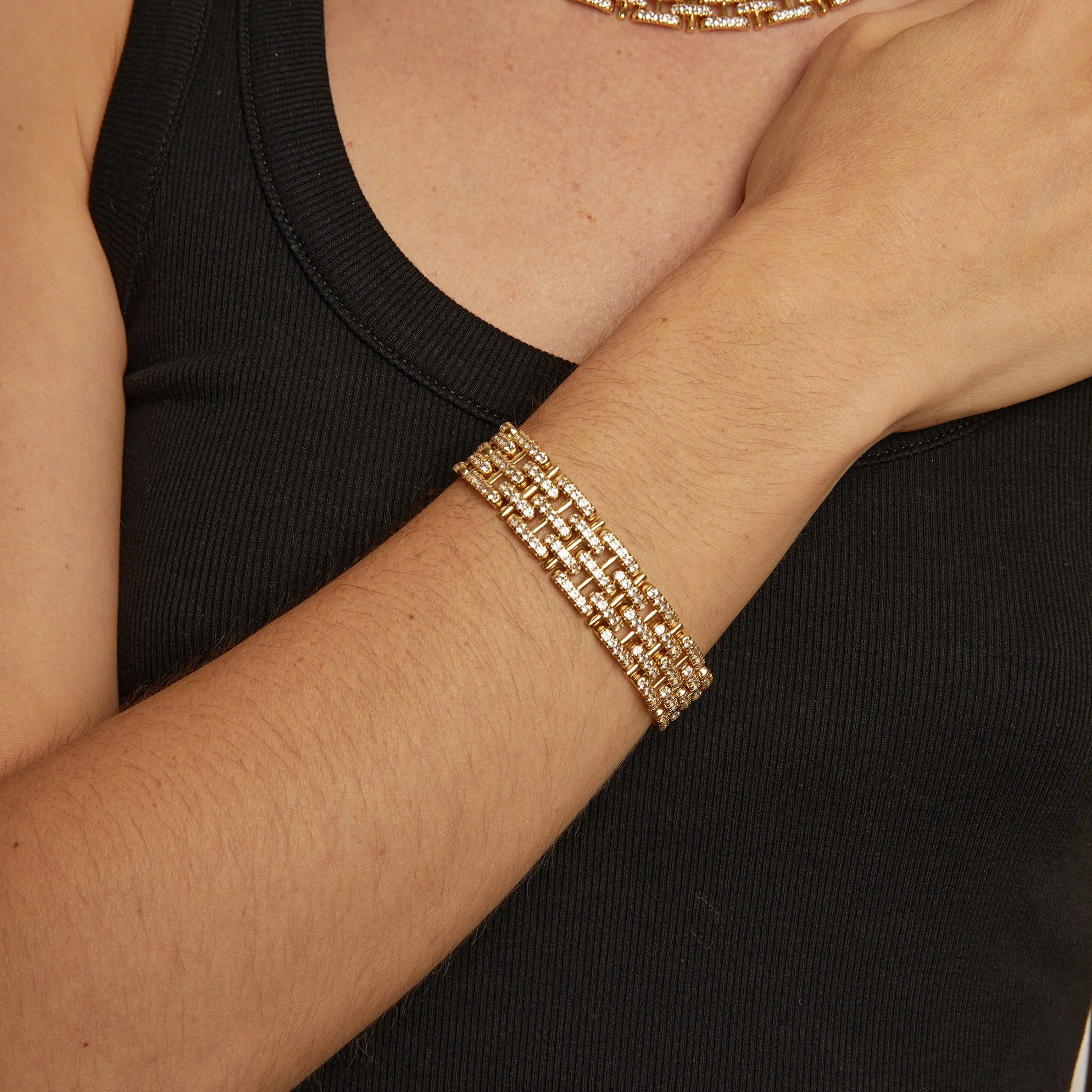 Lab Grown White Sapphire Panther Chain Link Bracelet - Image 3