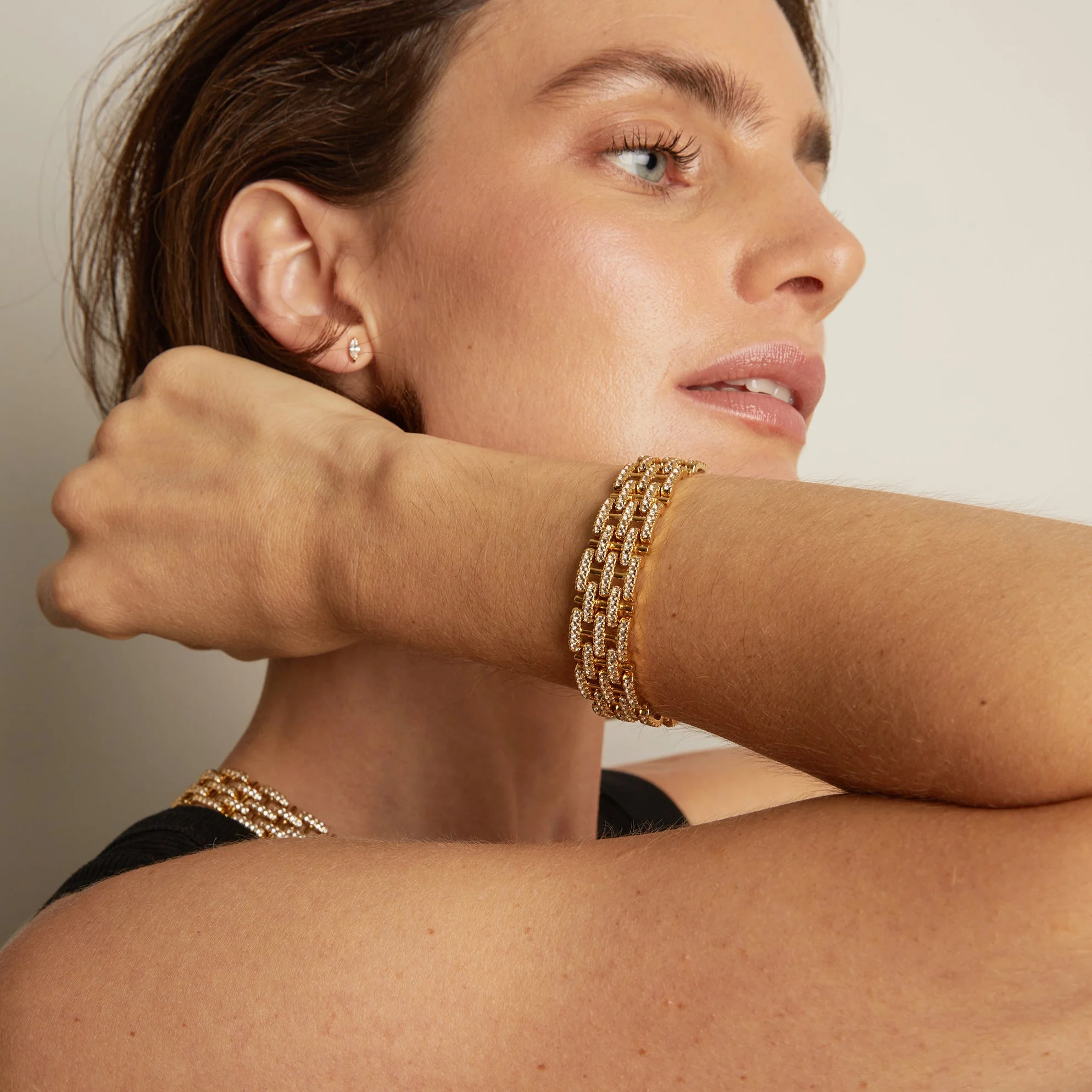 Lab Grown White Sapphire Panther Chain Link Bracelet - Image 4