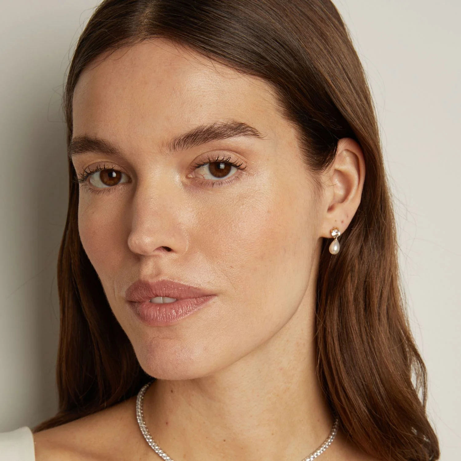 Lab Grown White Sapphire Pearl Drop Earrings - Image 15