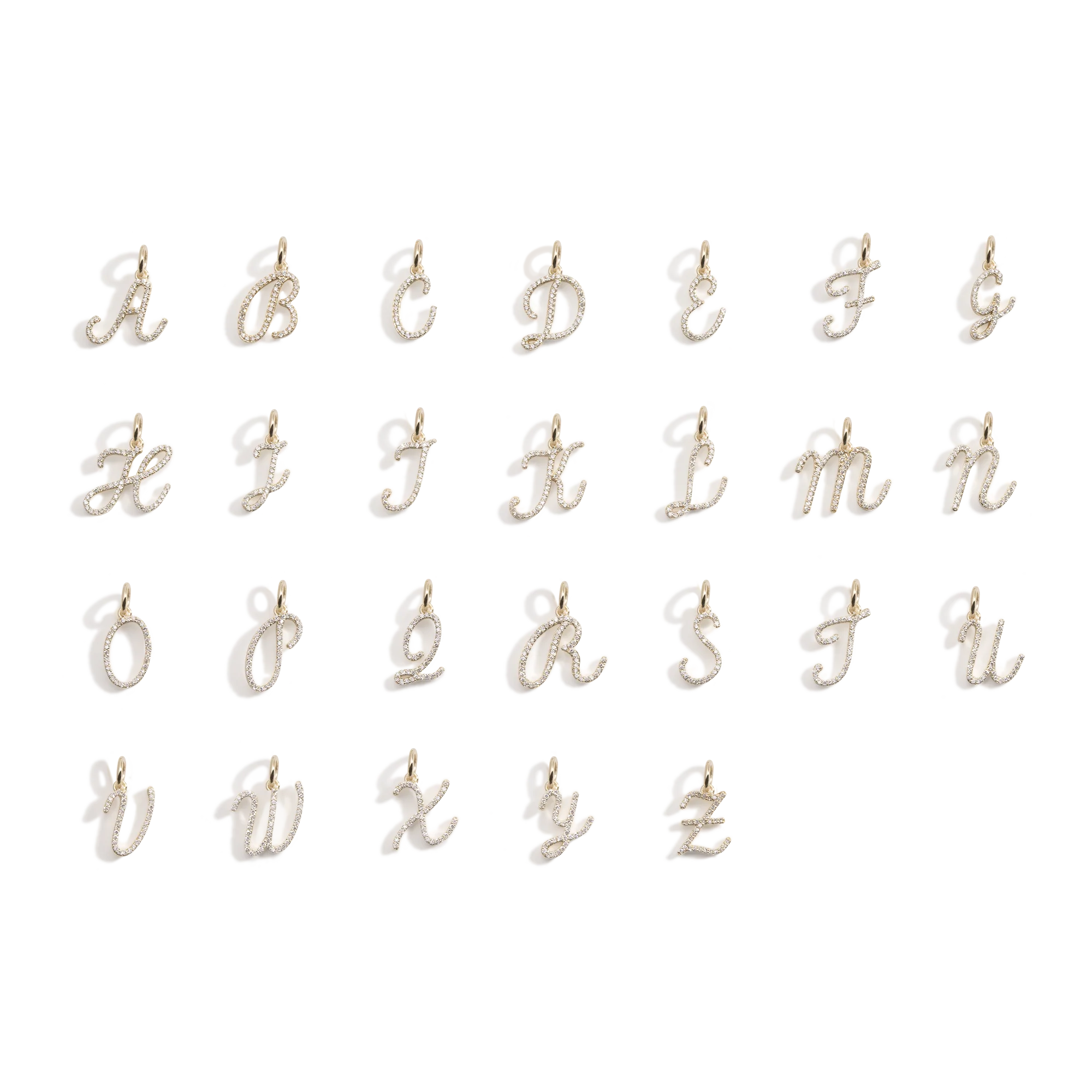 Lab Grown White Sapphire Script Letter Pendant - Image 9