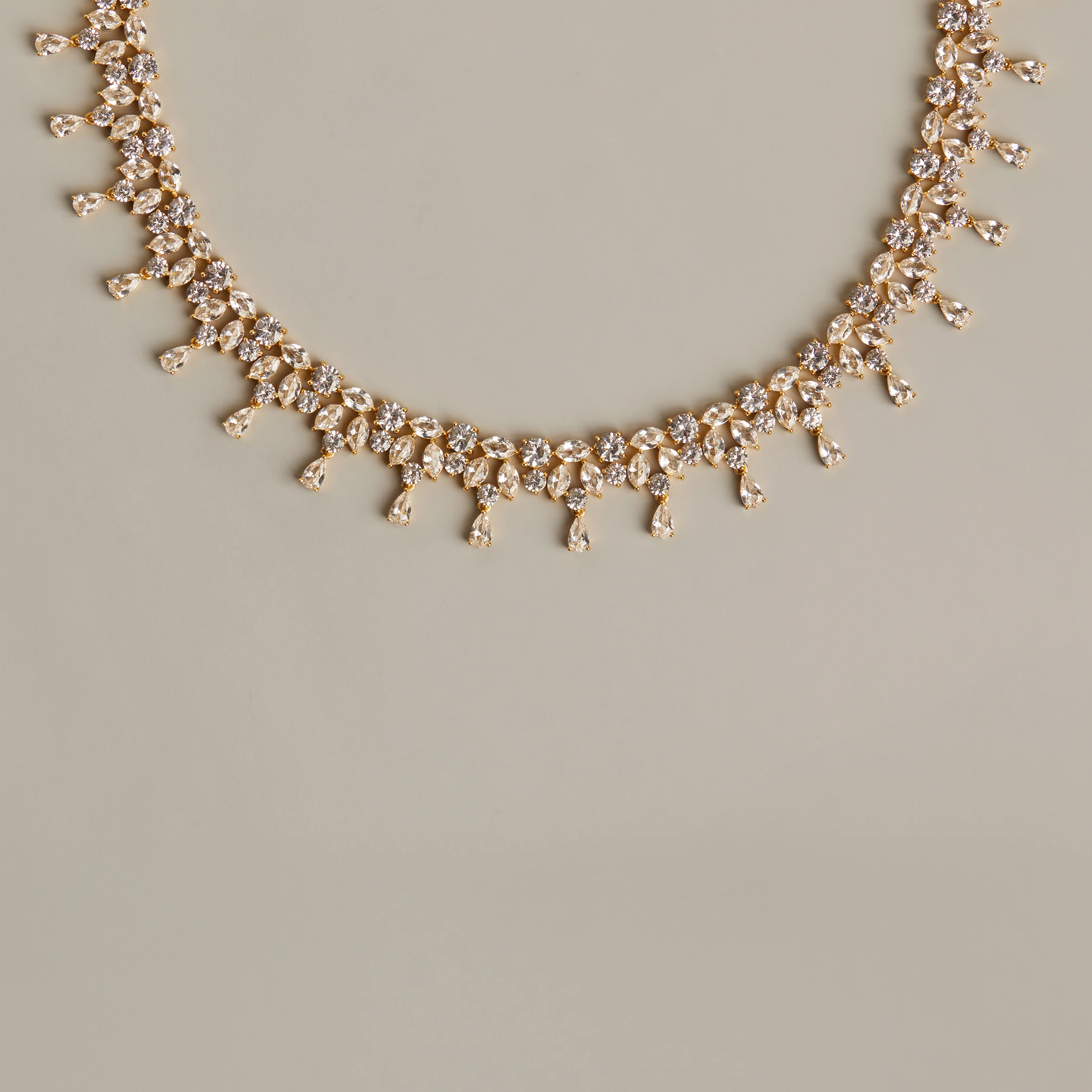 Lab Grown White Sapphire Teardrop Tennis Necklace - Image 5