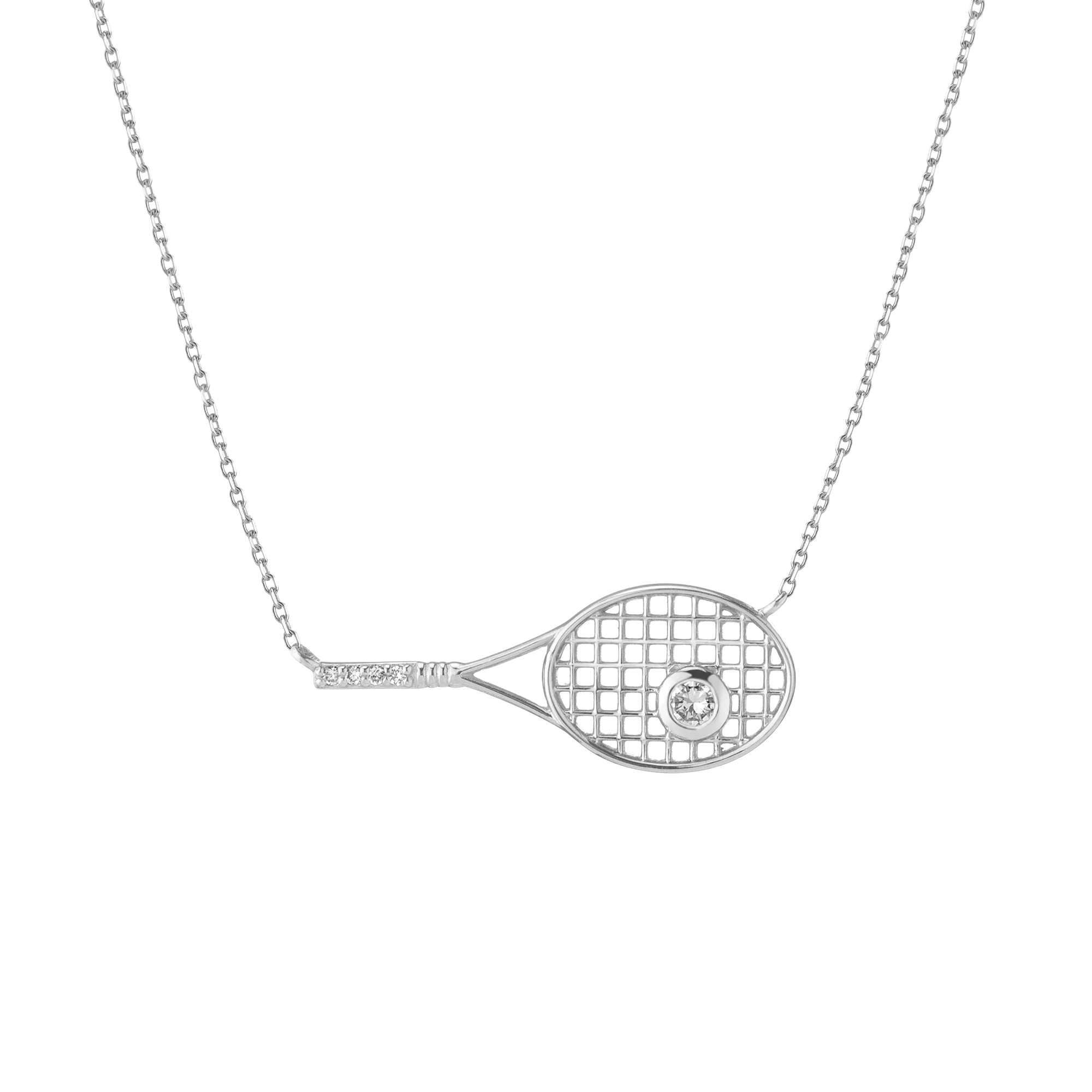 Lab Grown White Sapphire Tennis Racket Necklace - Image 2