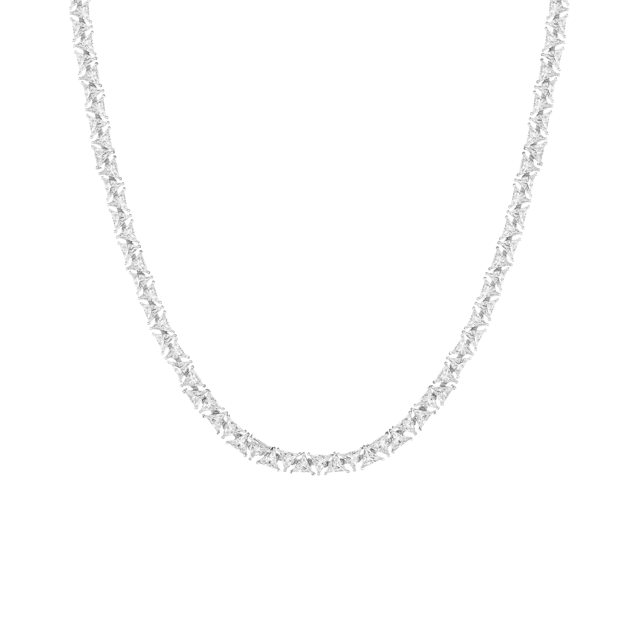 Lab Grown White Sapphire Trillion Tennis Necklace - Image 2