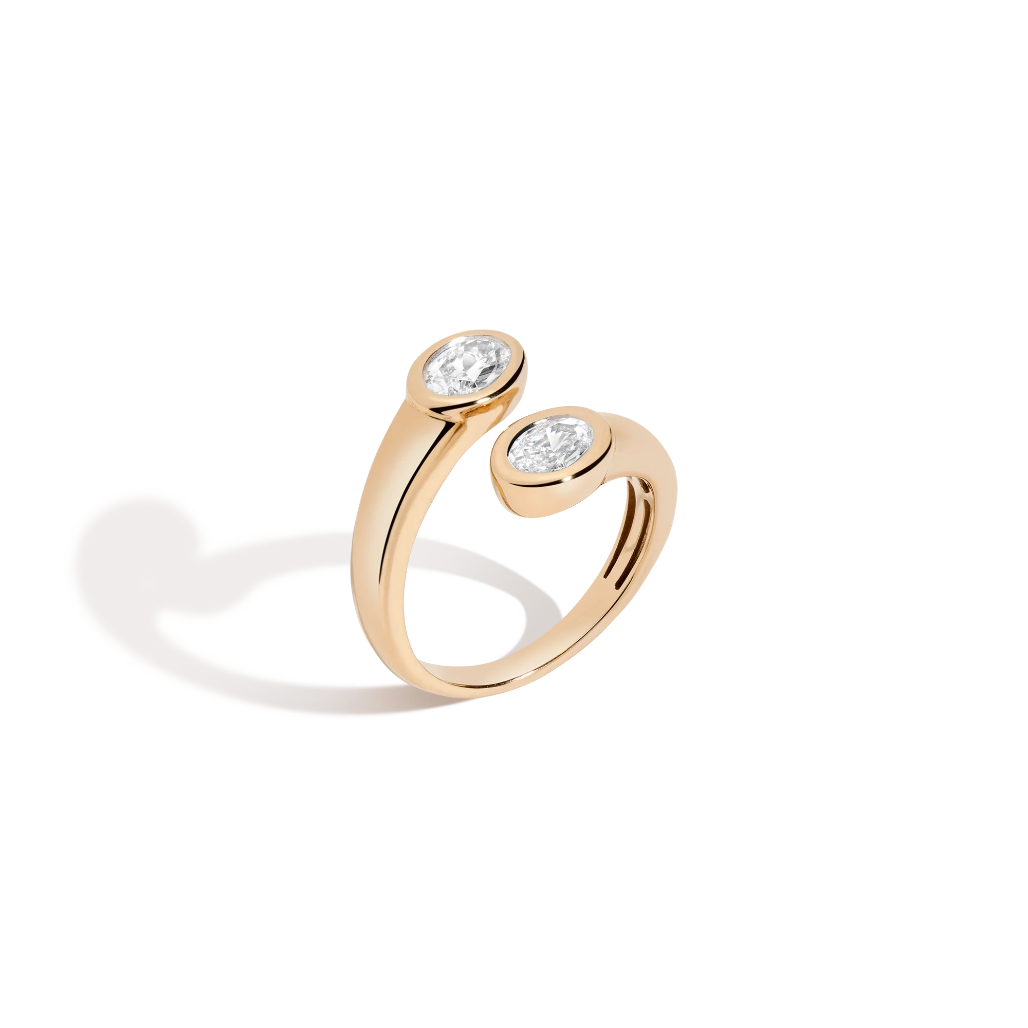 Lab Grown White Sapphire Twin Ellipse Ring - Image 2
