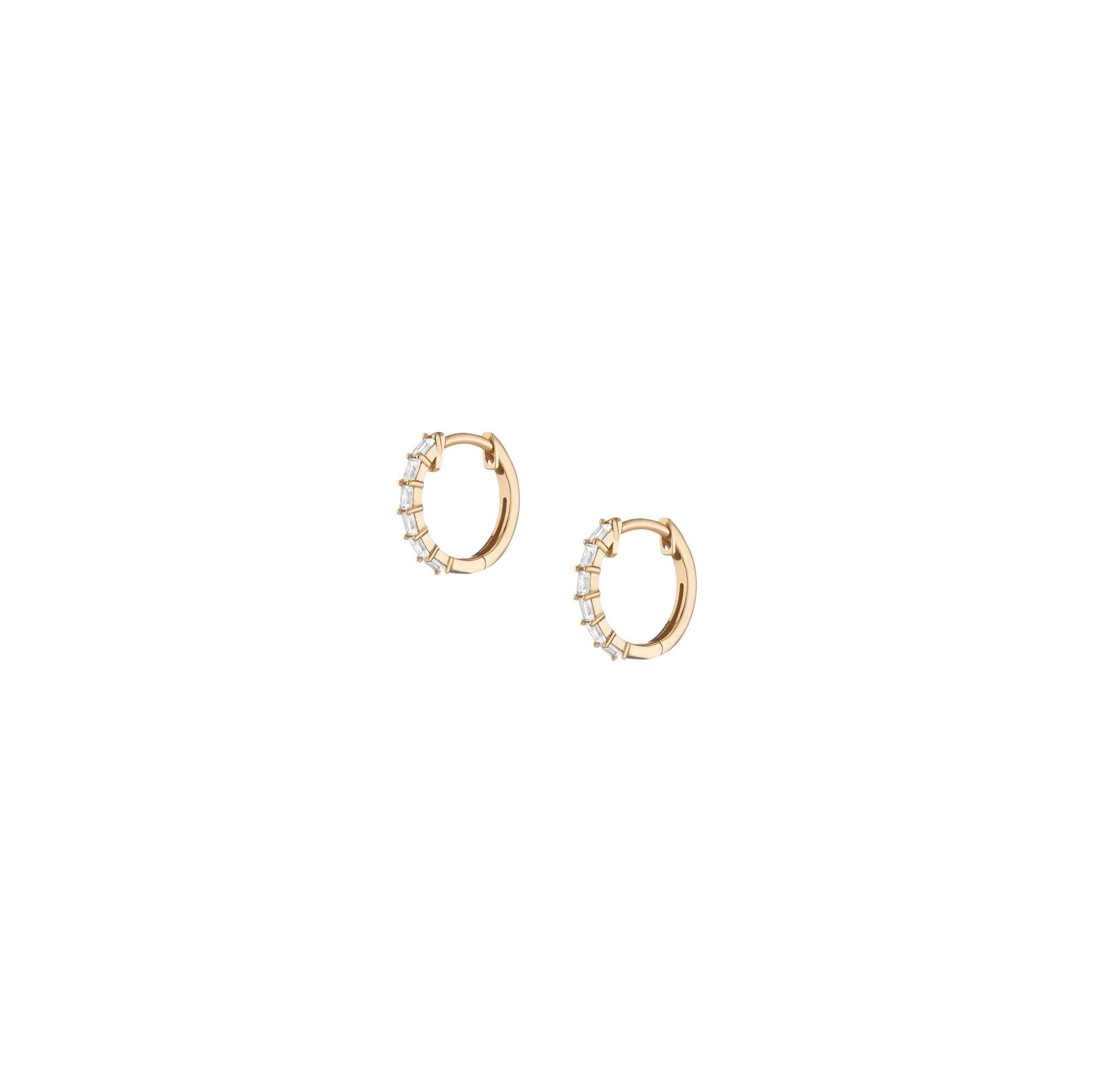 Lab Grown White Sapphire Vertical Baguette Huggie Earrings