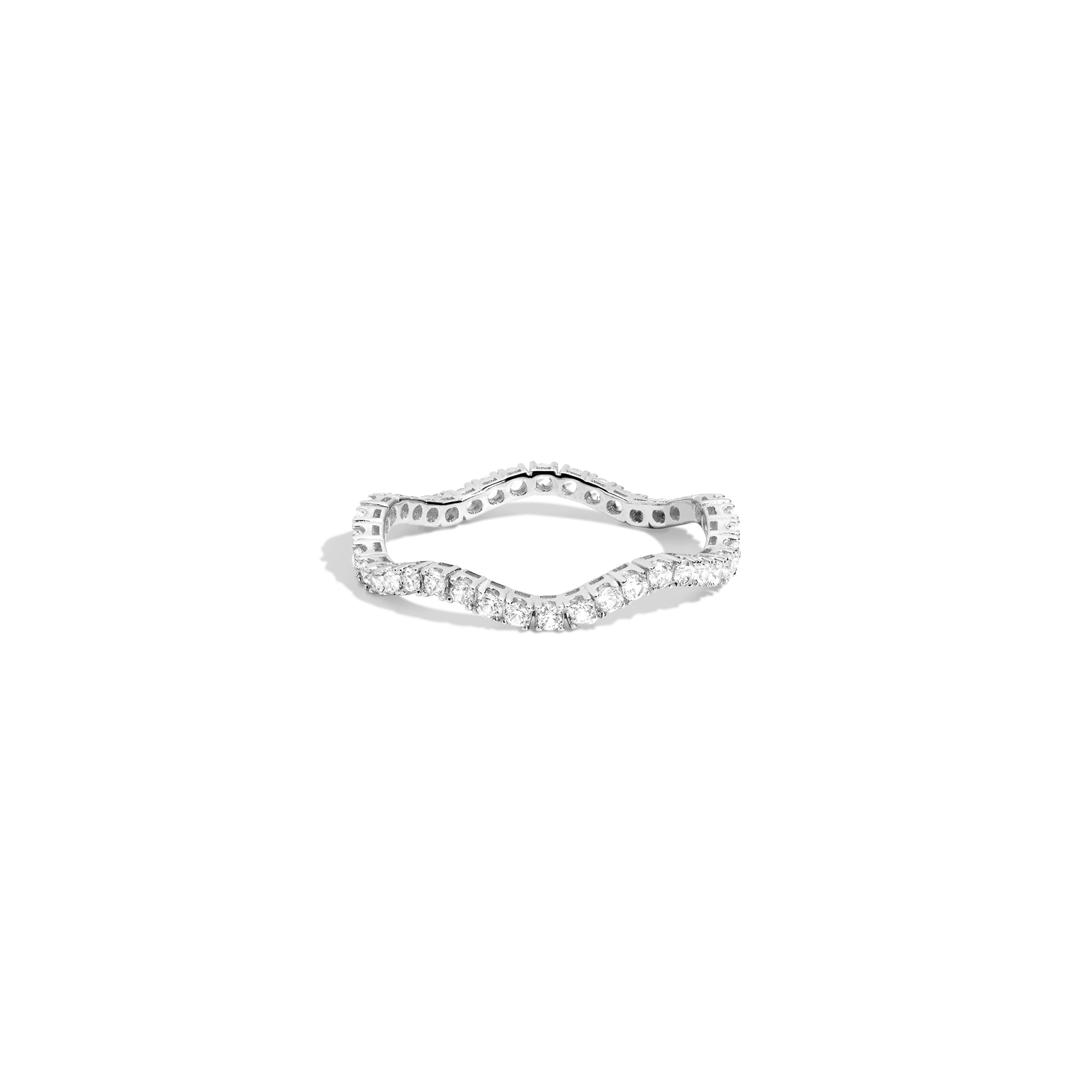 Lab Grown White Sapphire Wave Ring - Image 2