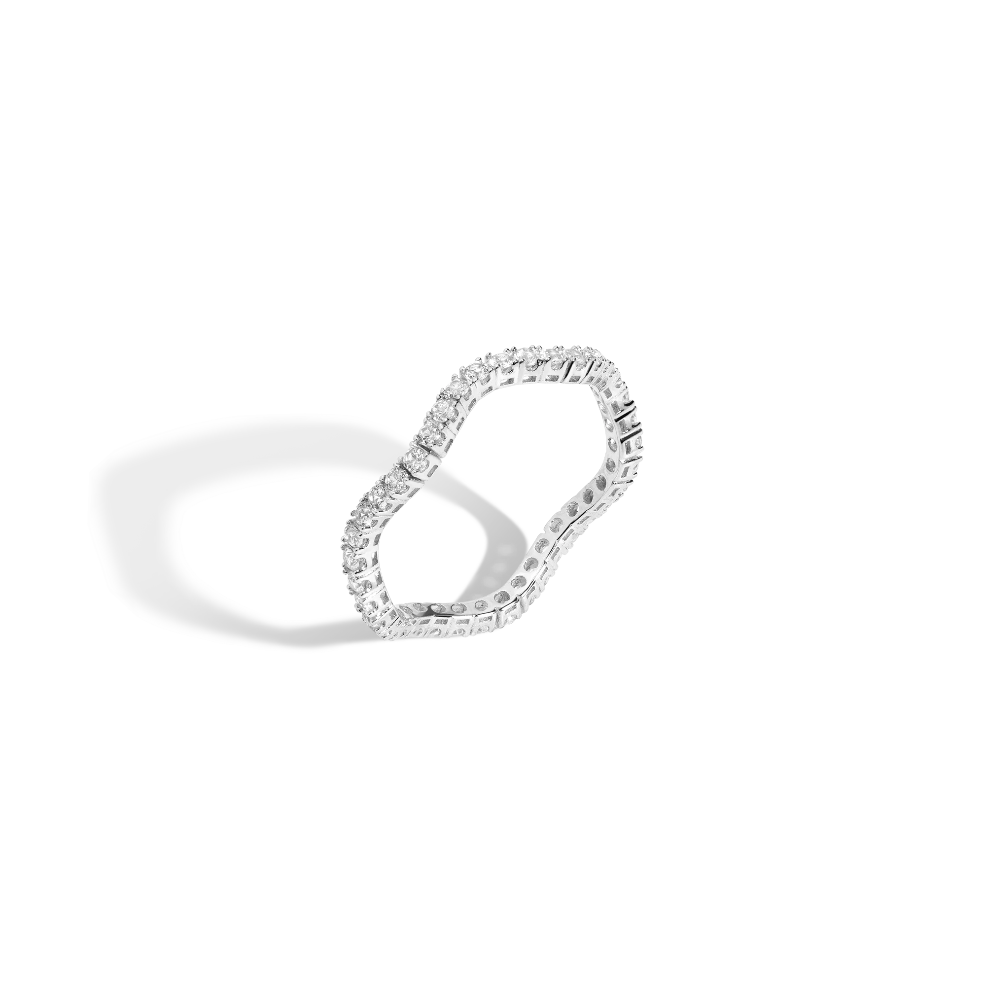 Lab Grown White Sapphire Wave Ring - Image 4