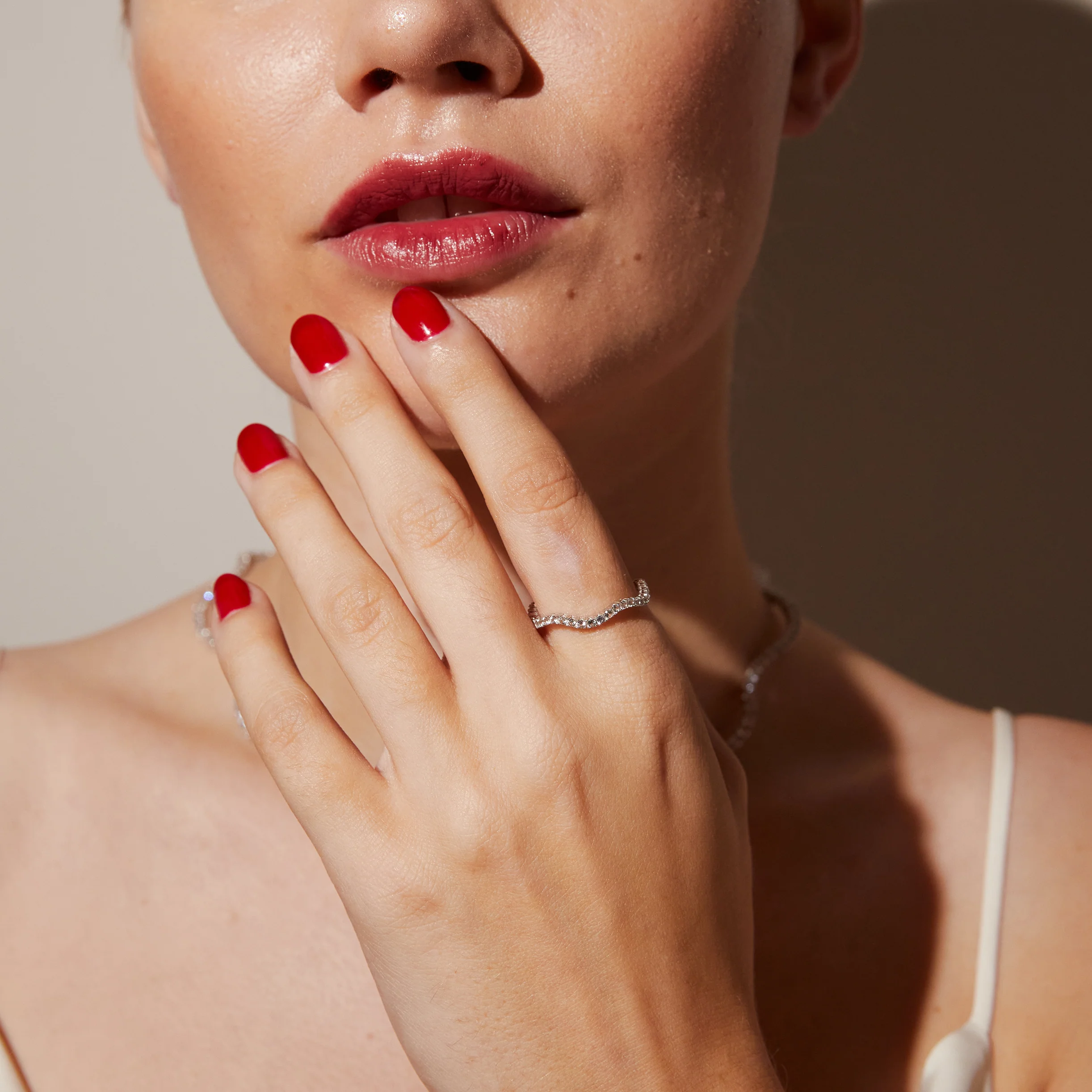 Lab Grown White Sapphire Wave Ring - Image 8