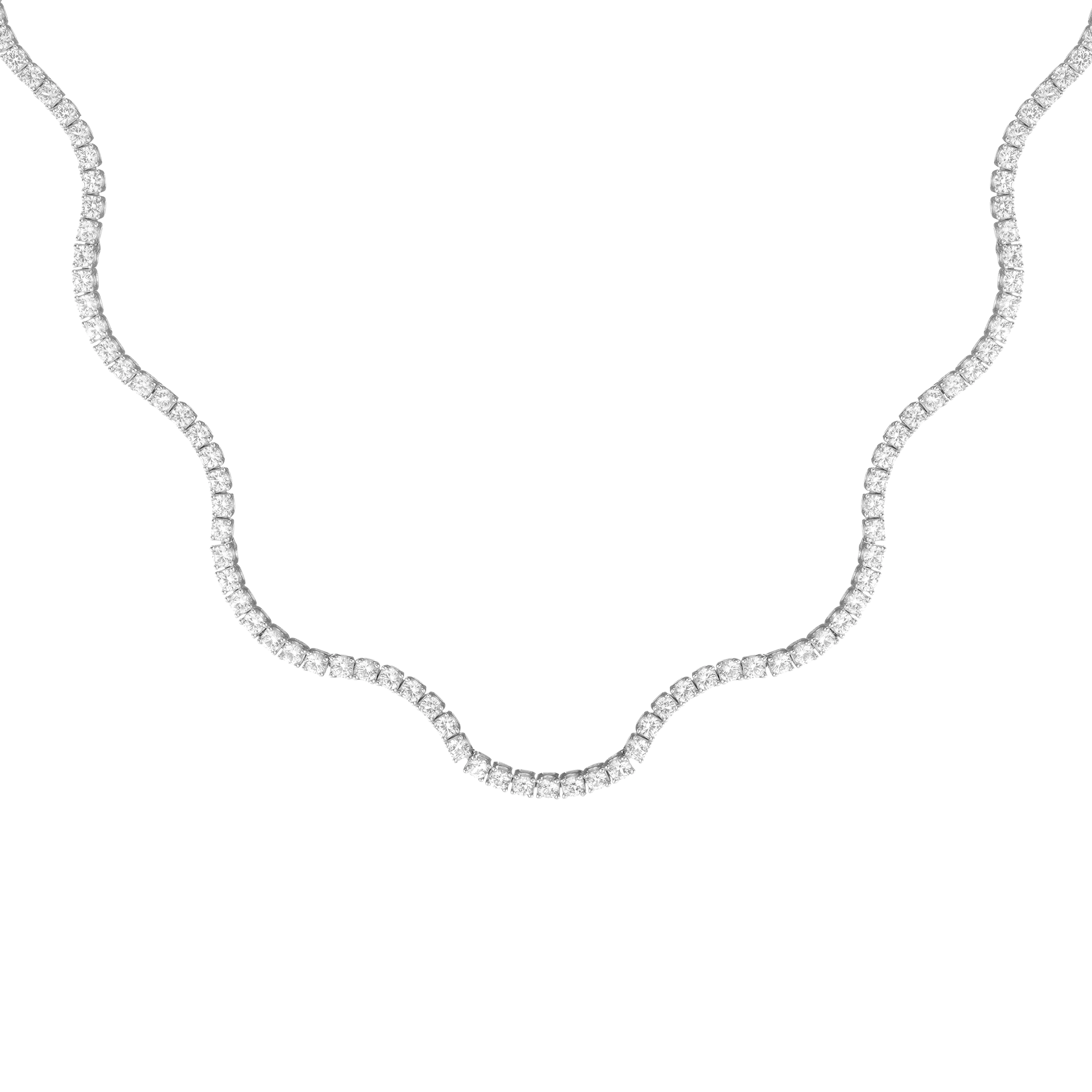 Lab Grown White Sapphire Wave Tennis Necklace - Image 3