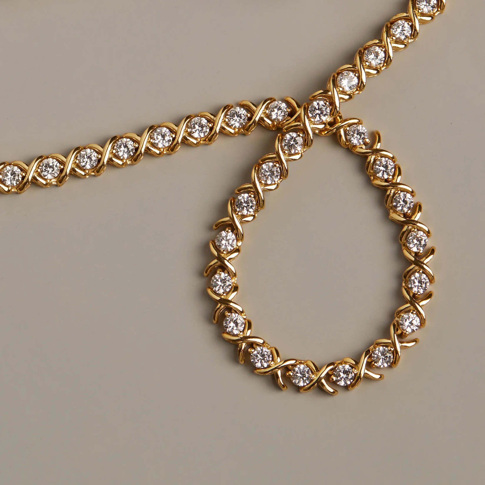 Lab Grown White Sapphire X Estate Tennis Necklace - Image 3