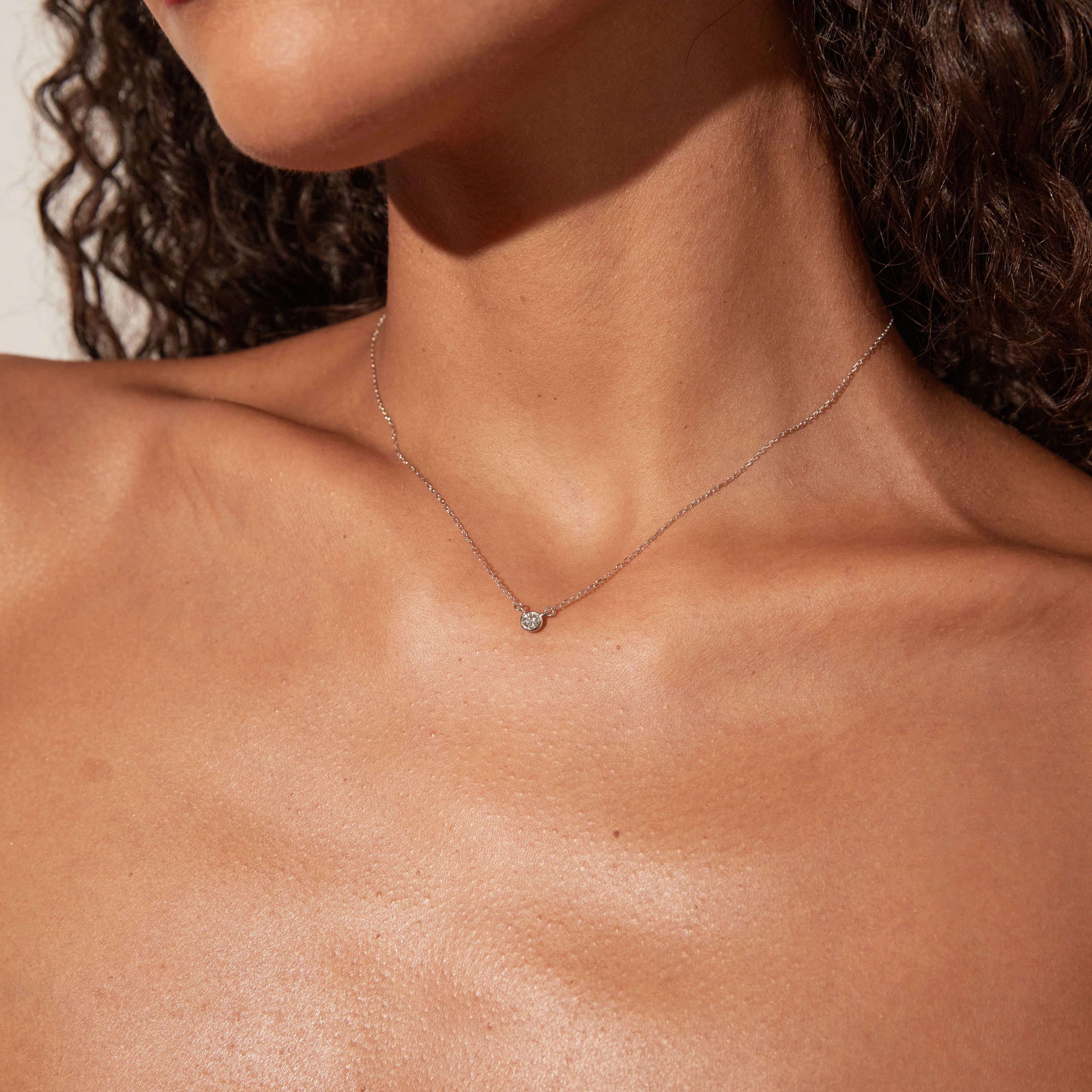 Medium Lab Grown Diamond Bezel Necklace - Image 4