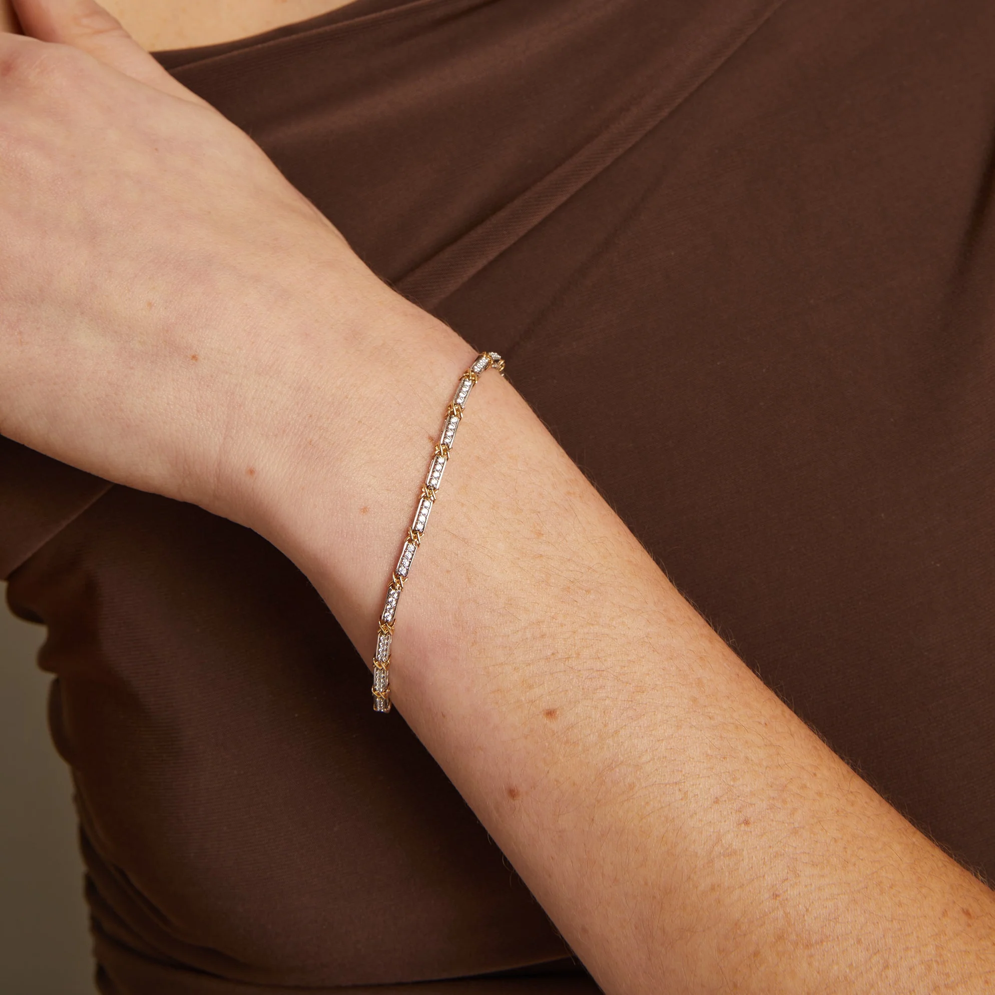 Mini Lab Grown White Sapphire X Tennis Bracelet - Image 4