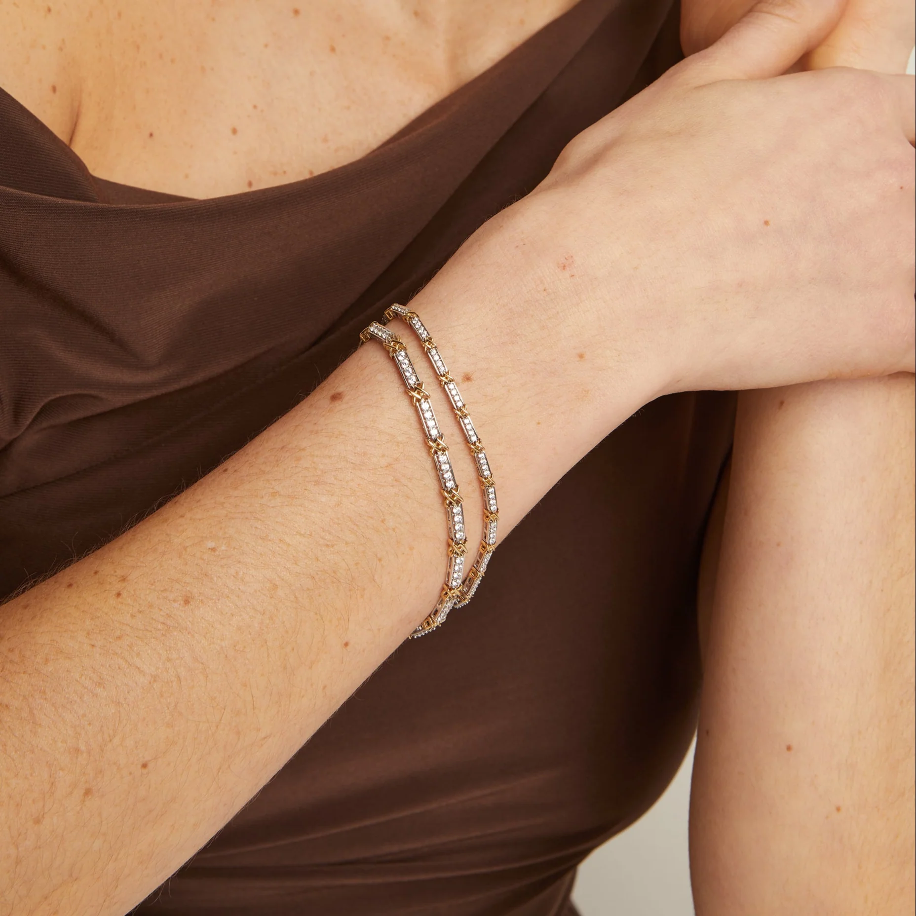 Mini Lab Grown White Sapphire X Tennis Bracelet - Image 5