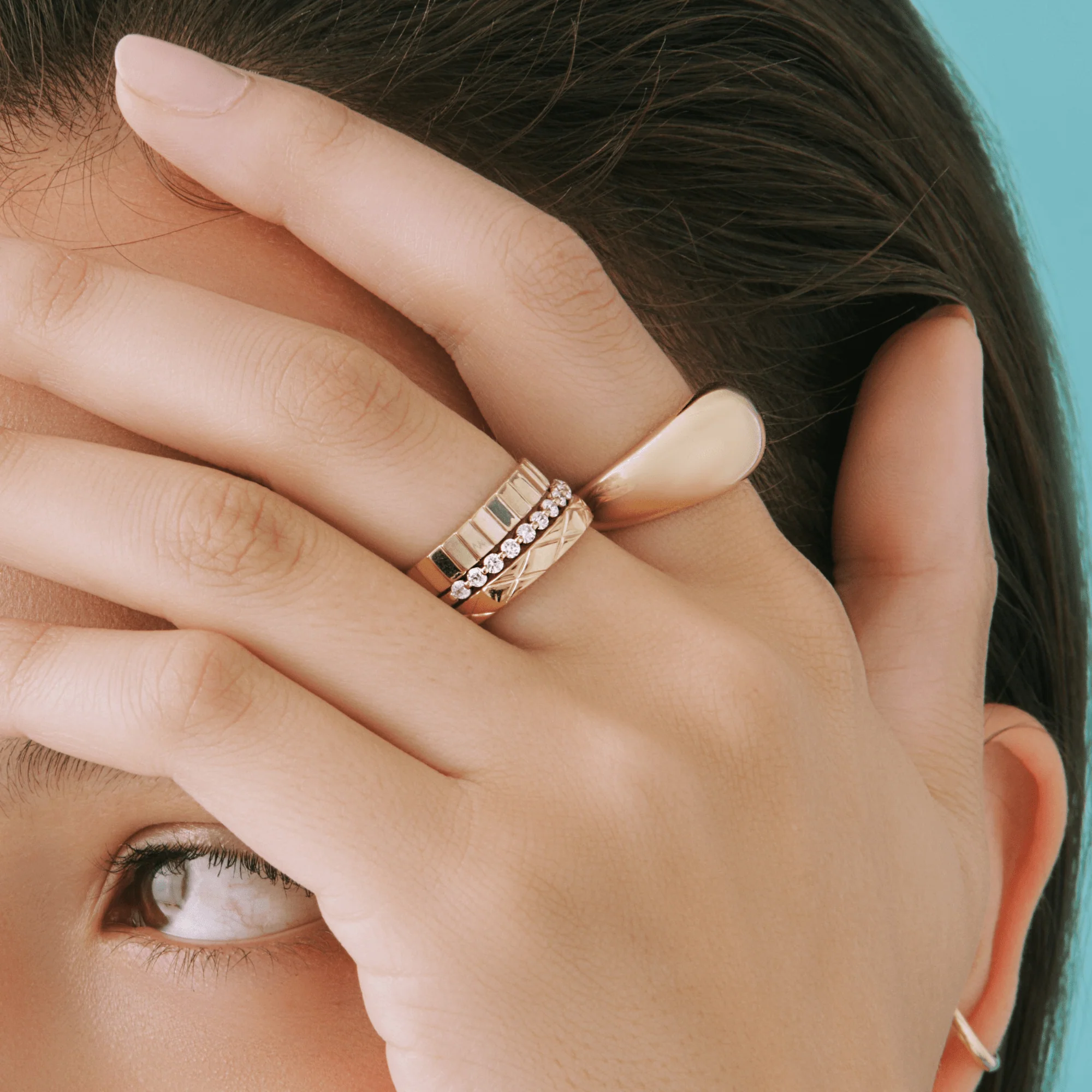 Mini Quilted Gold Ring - Image 16