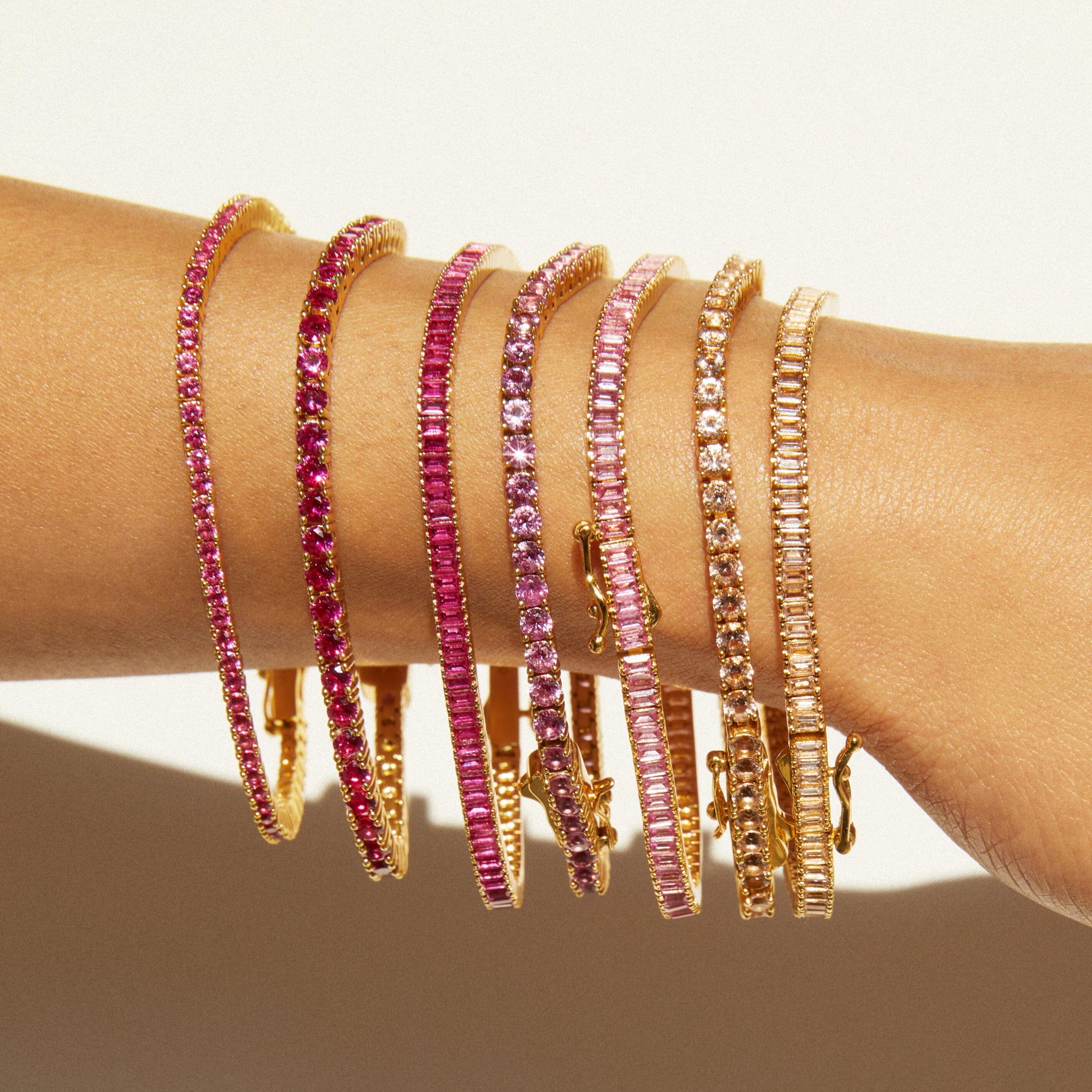 Lab Grown Morganite Baguette Tennis Bracelet - Image 5