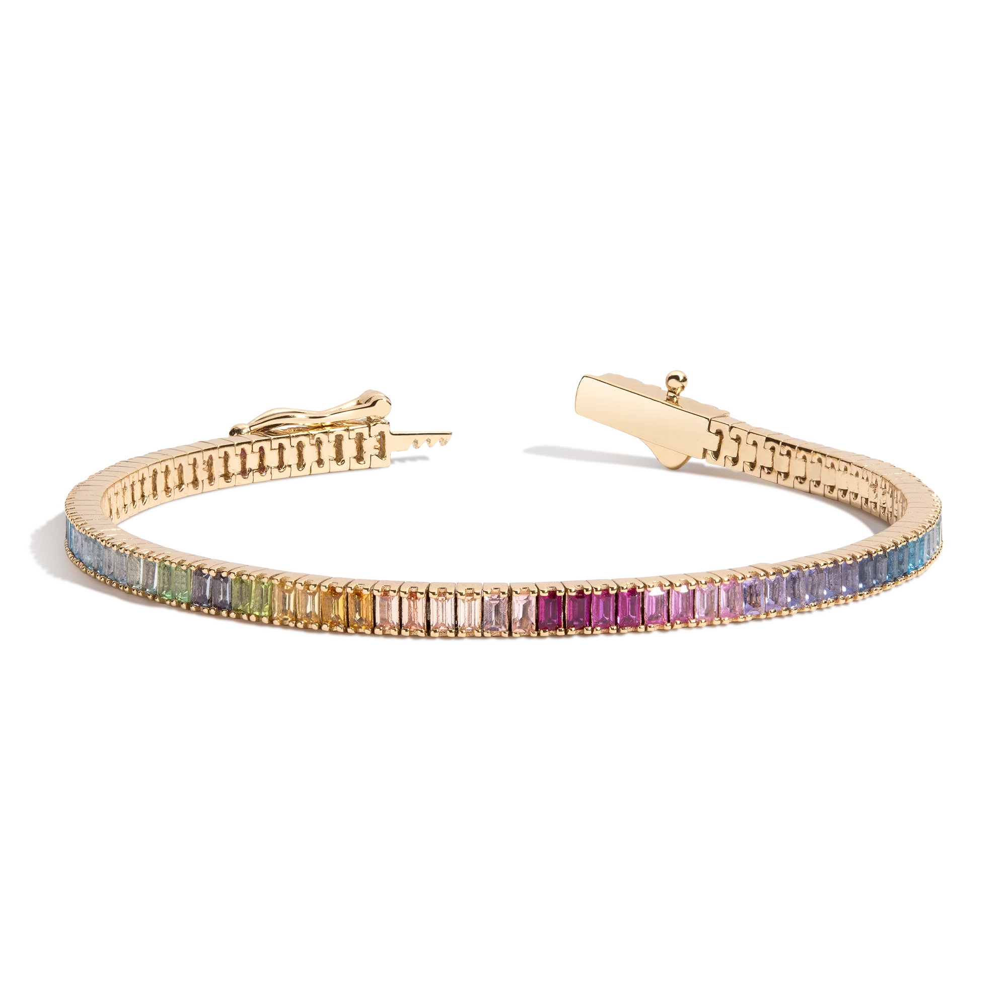 Ombré Rainbow Baguette Tennis Bracelet