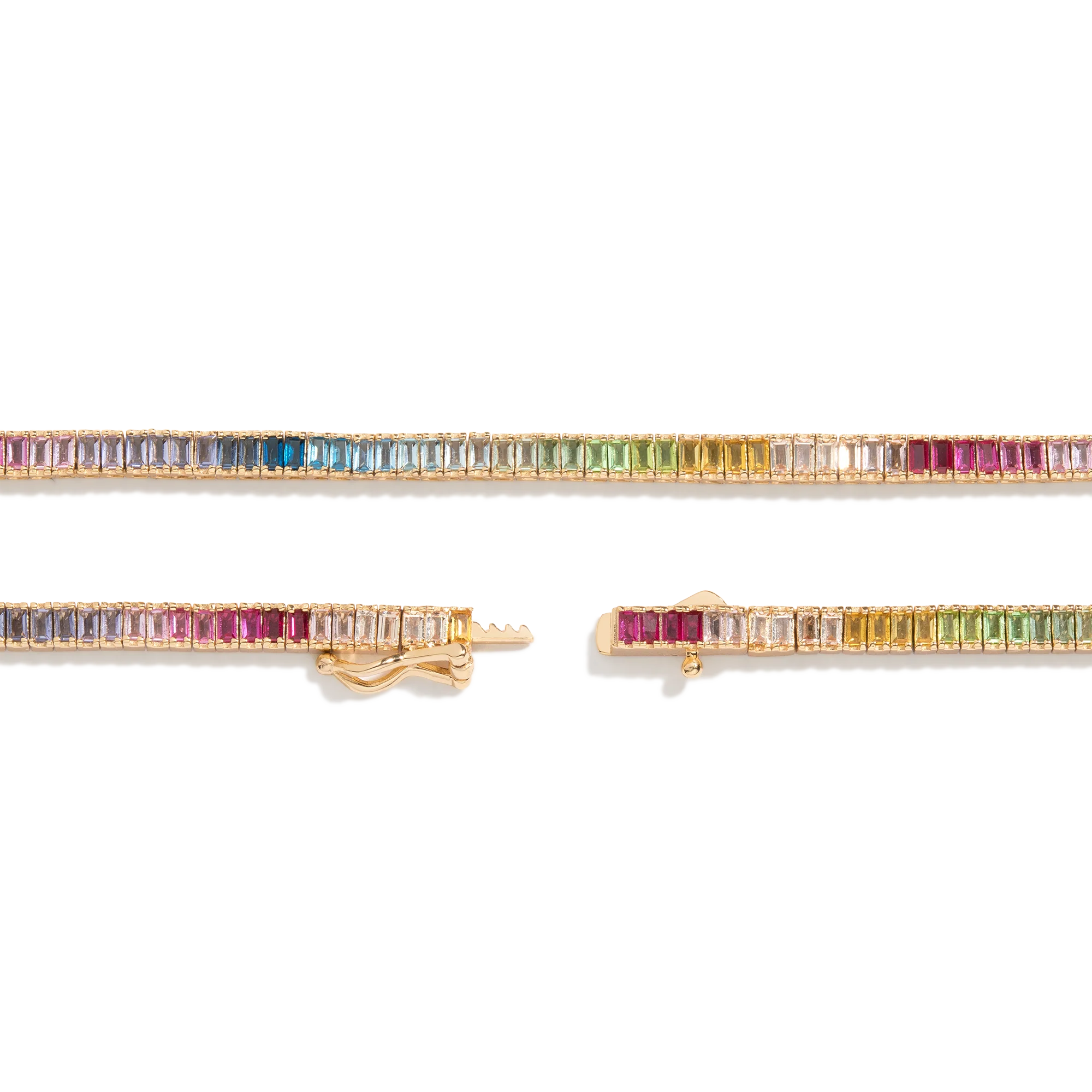 Ombré Rainbow Baguette Tennis Necklace - Image 2