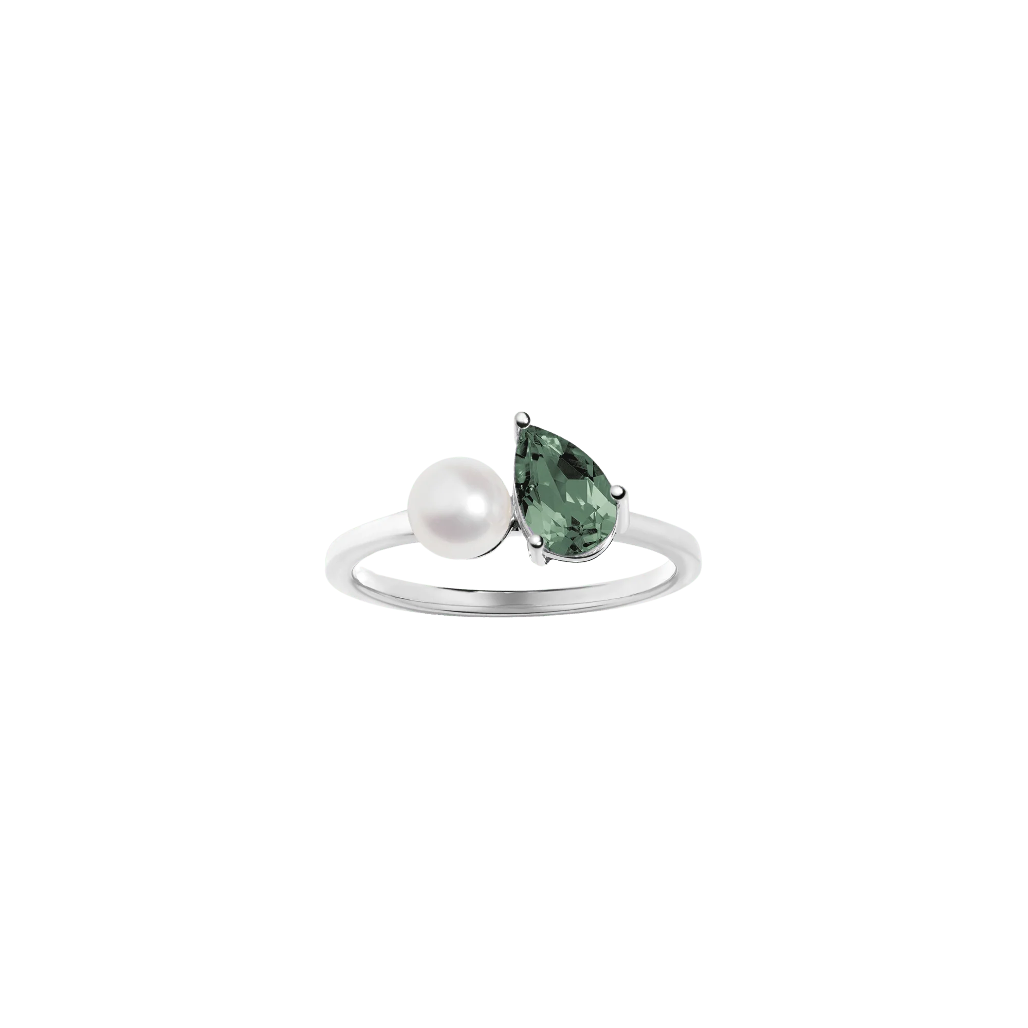 Pearl Toi et Moi Ring - Green Tourmaline - Image 3
