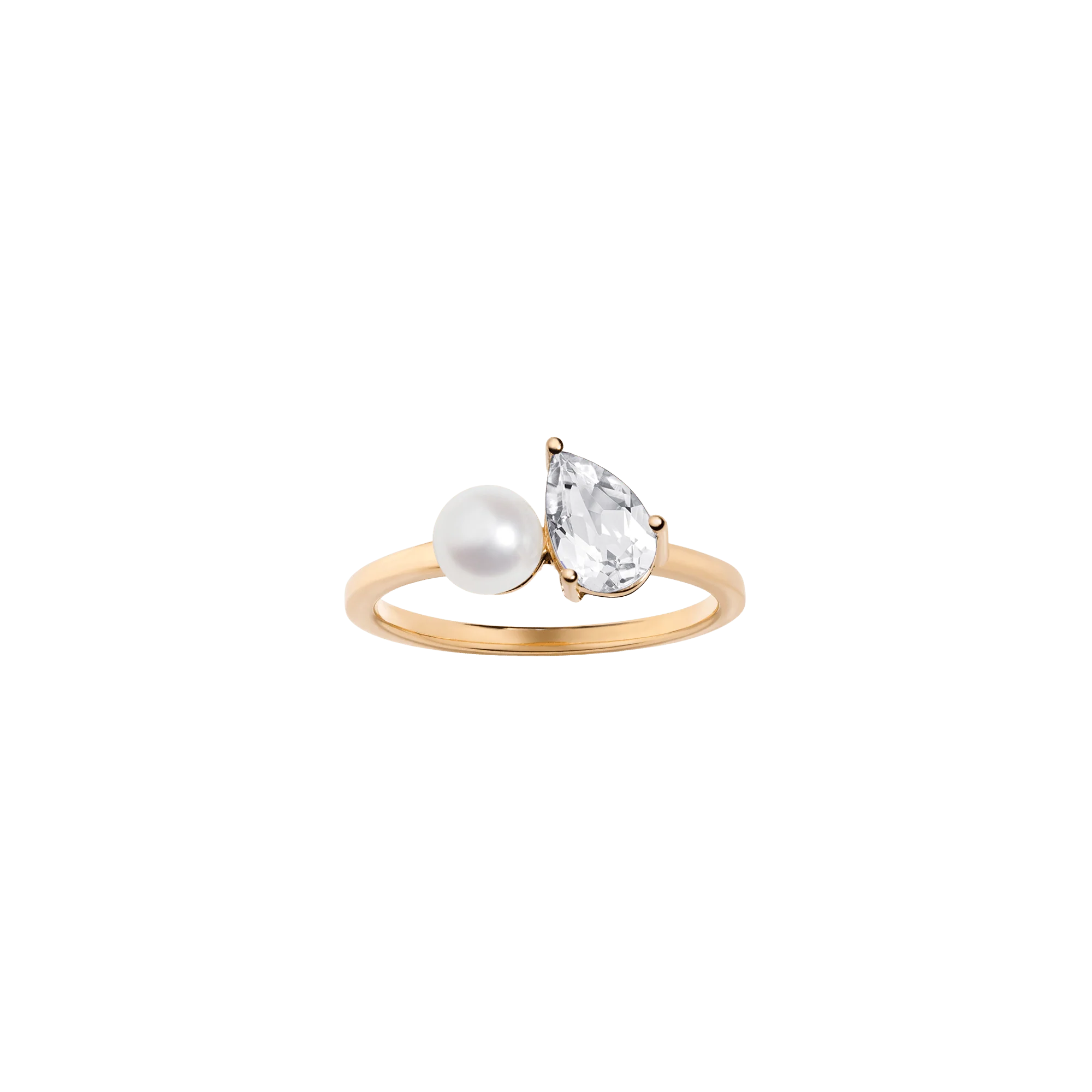 Pearl Toi et Moi Ring - White Sapphire