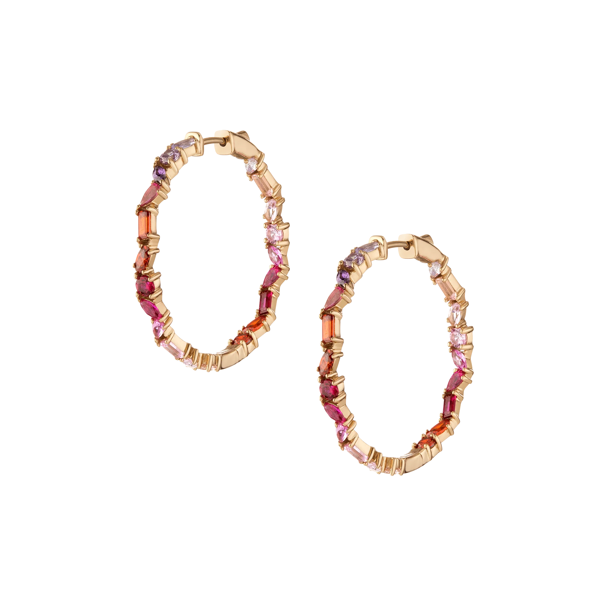 Pink Ombré Mixed Shape Hoop Earrings