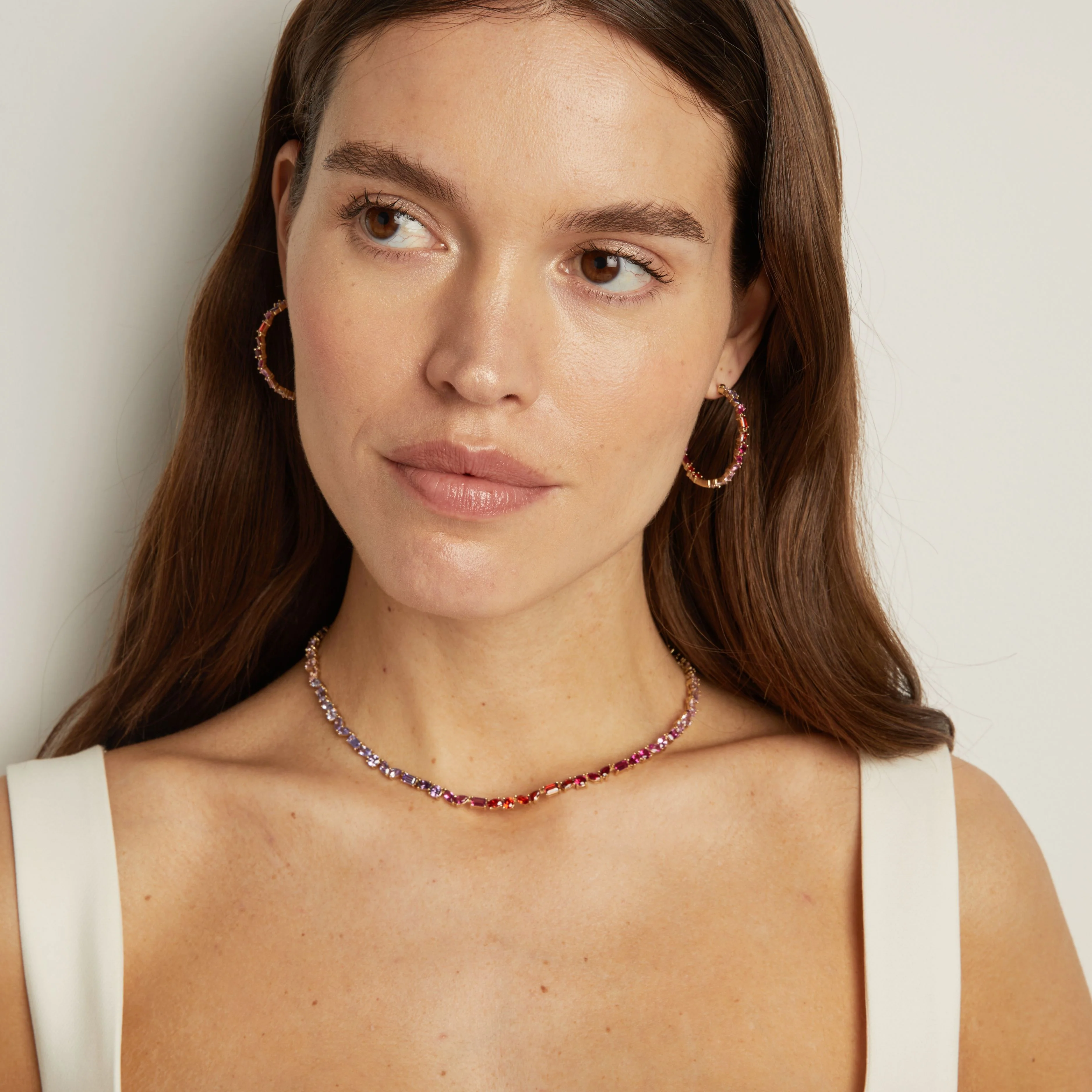Pink Ombré Mixed Shape Hoop Earrings - Image 10