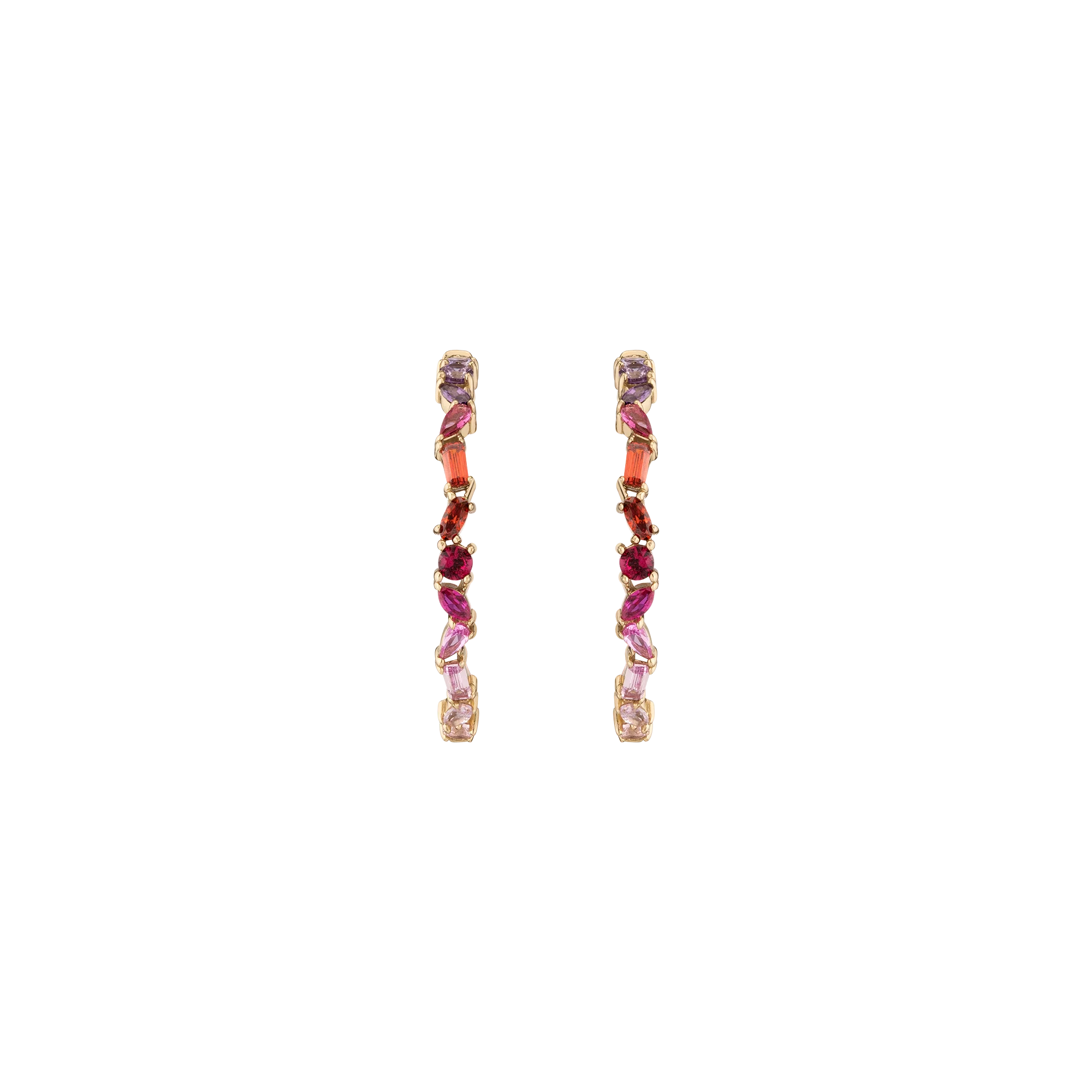 Pink Ombré Mixed Shape Hoop Earrings - Image 2