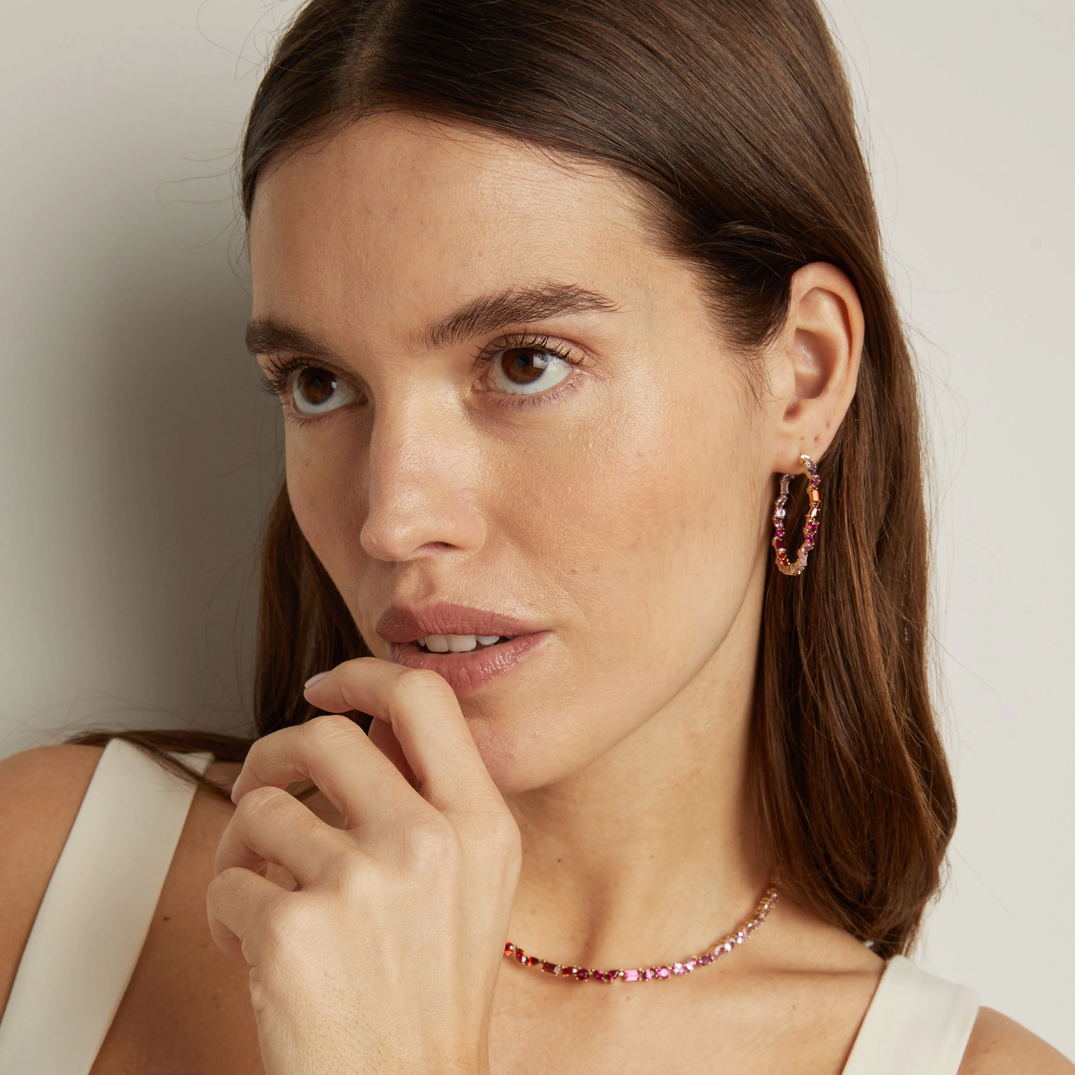 Pink Ombré Mixed Shape Hoop Earrings - Image 9