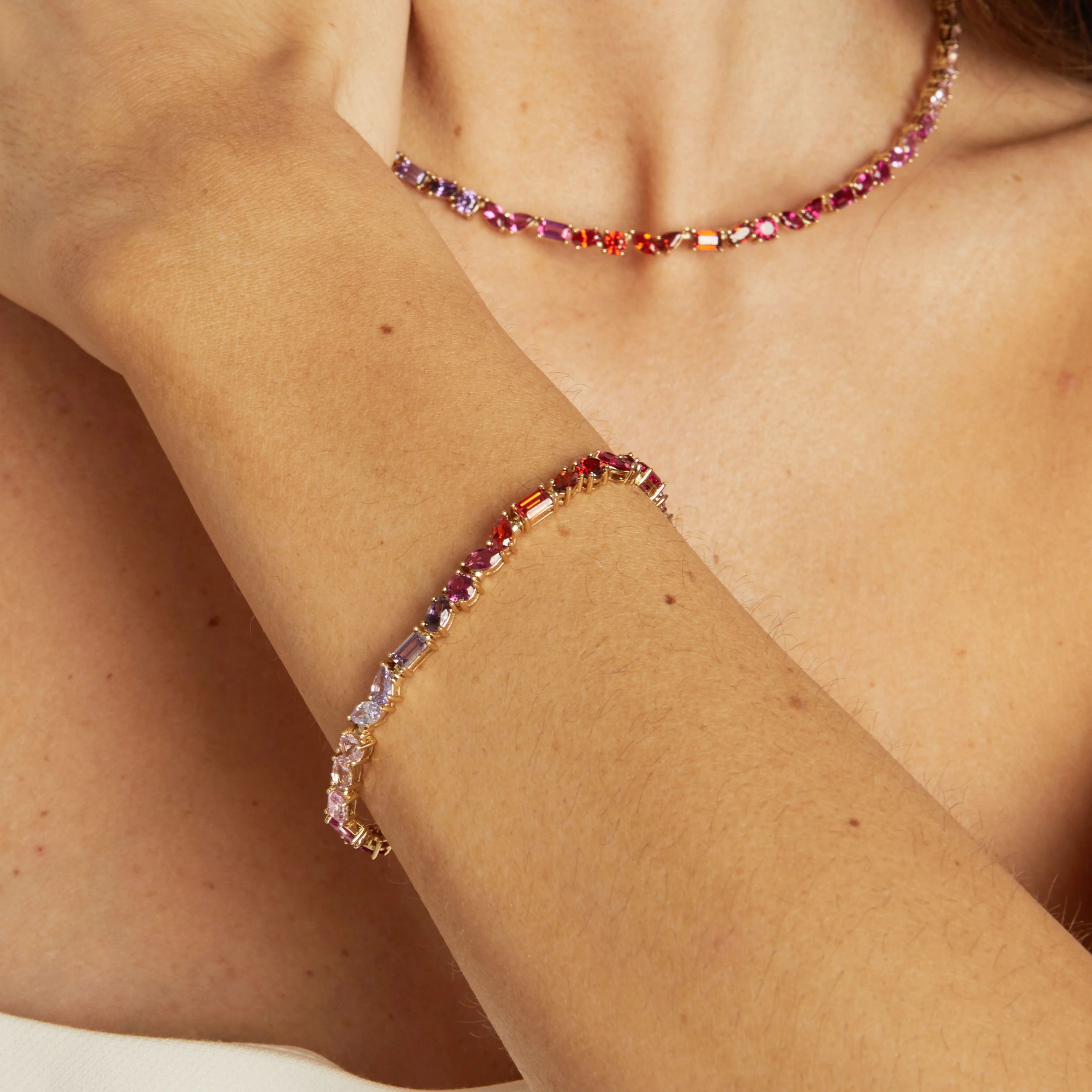 Pink Ombré Mixed Shape Tennis Bracelet - Image 5